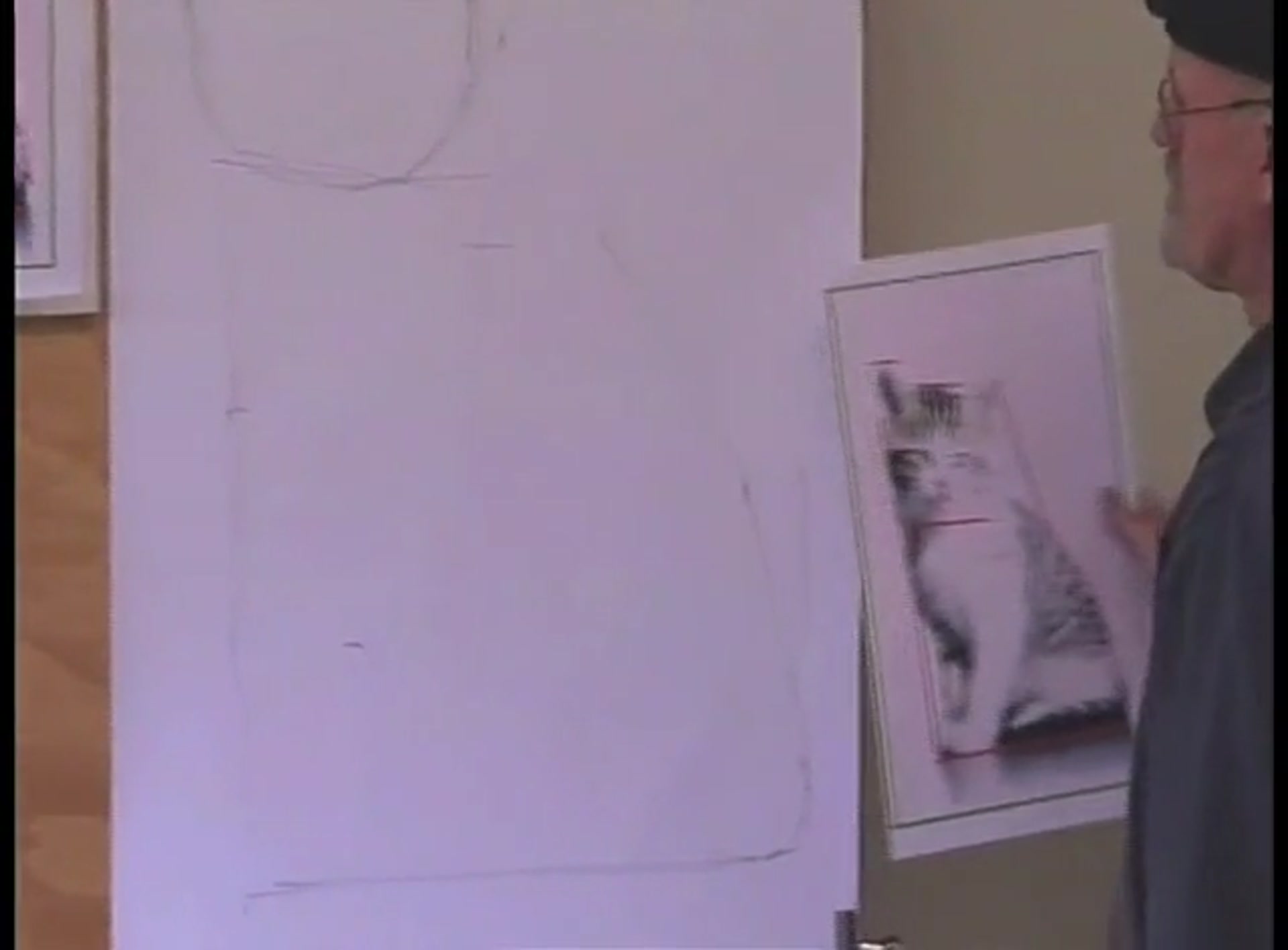 Step 10 — Drawing the legs and feet (video frame from the lesson)