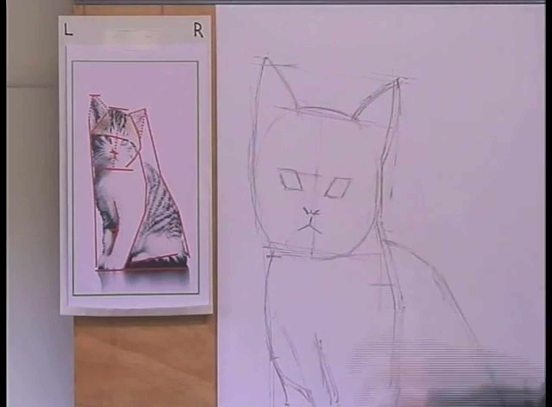 Step 13 — Detailing the eyes and nose (video frame from the lesson)