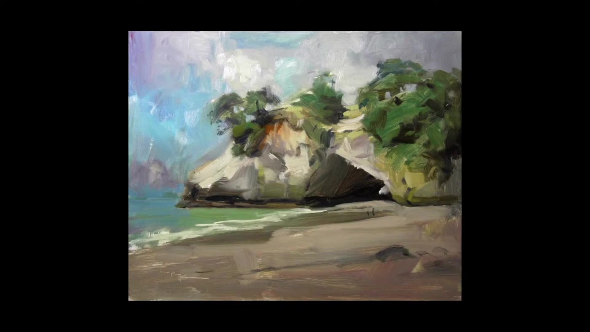 Step 1 — Gestural Painting and Canvas Size (video frame from the lesson)