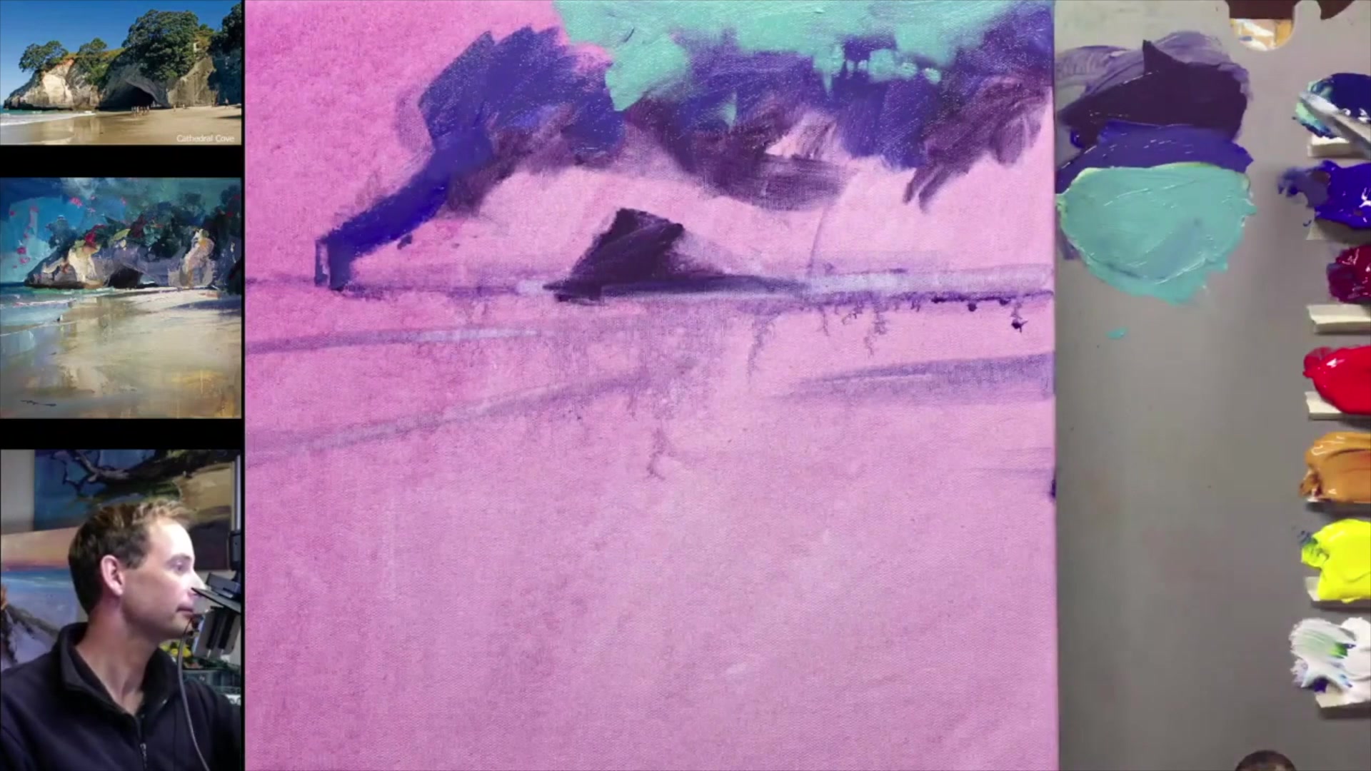 Step 7 — Acrylics and Color Variation (video frame from the lesson)