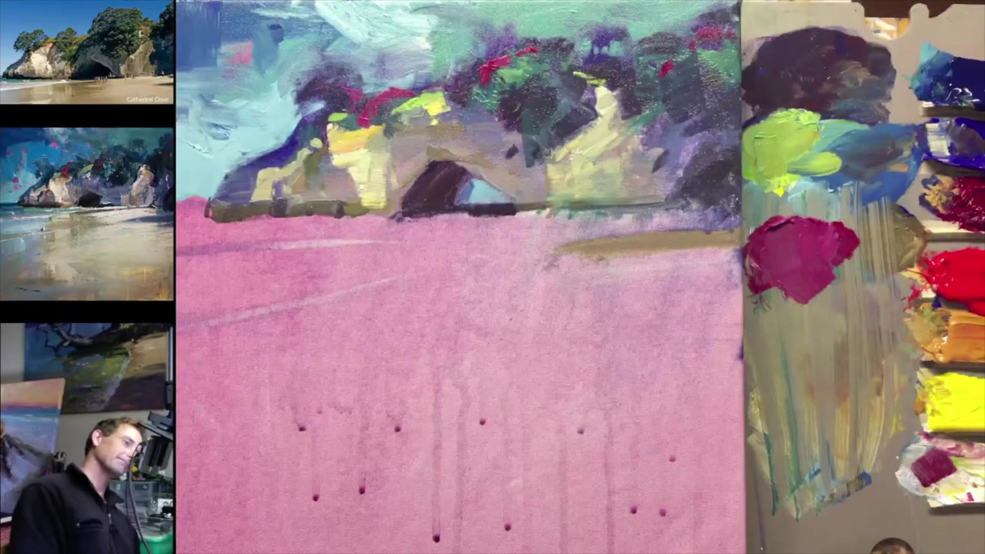 Step 14 — Painting the Ocean (video frame from the lesson)