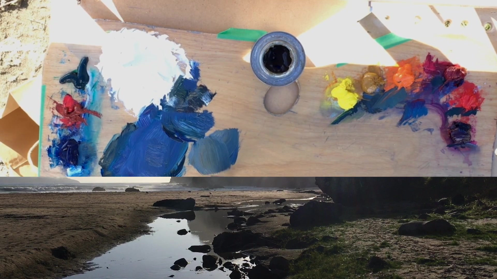 Step 4 — Cliff and mist details (video frame from the lesson)