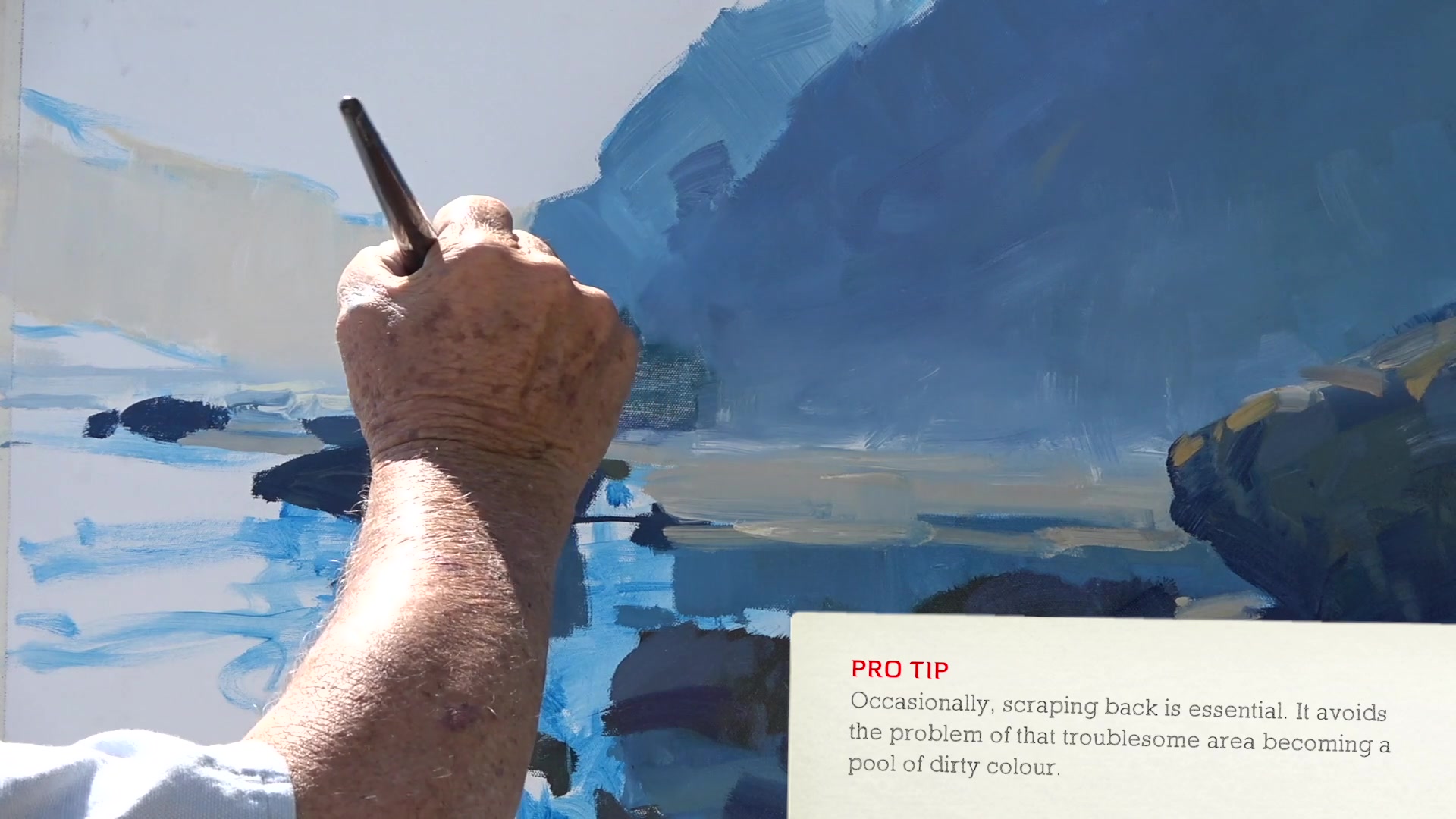 Step 9 — Sand and tone adjustments (video frame from the lesson)