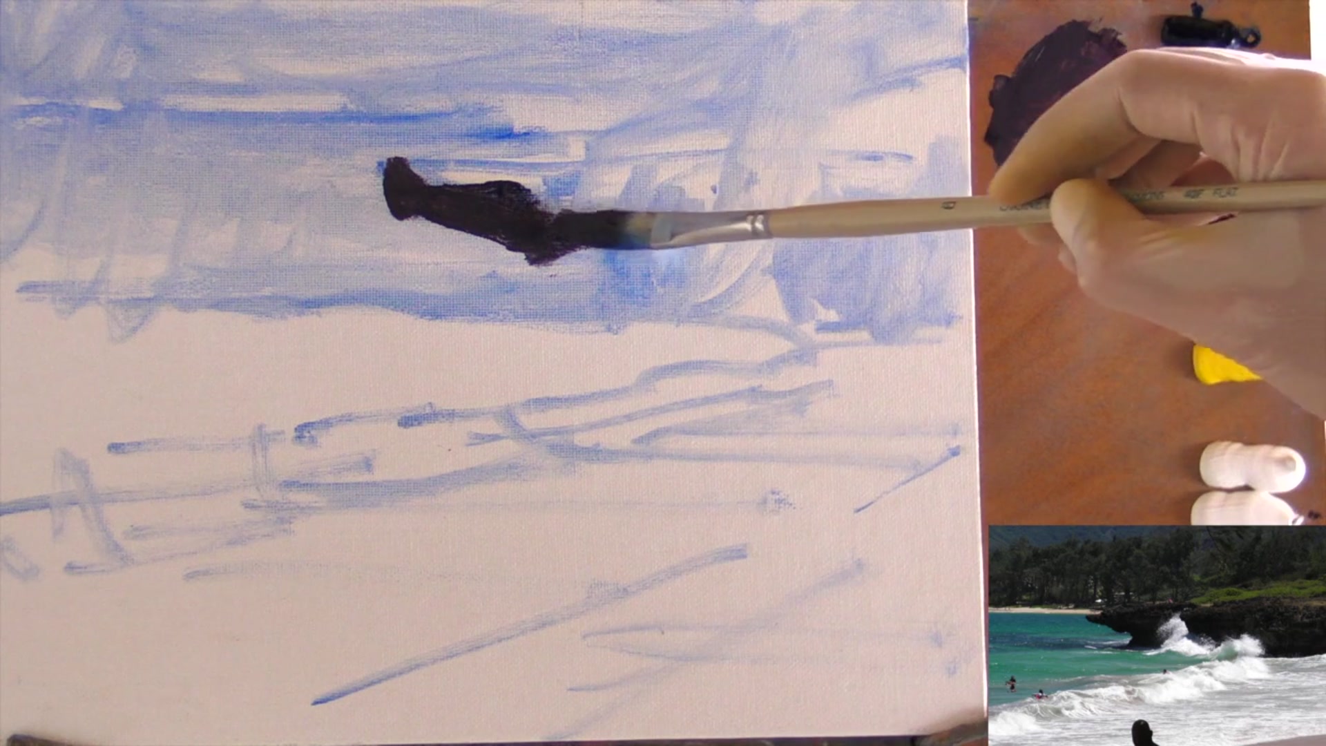 Step 6 — Mixing and modifying colors (video frame from the lesson)