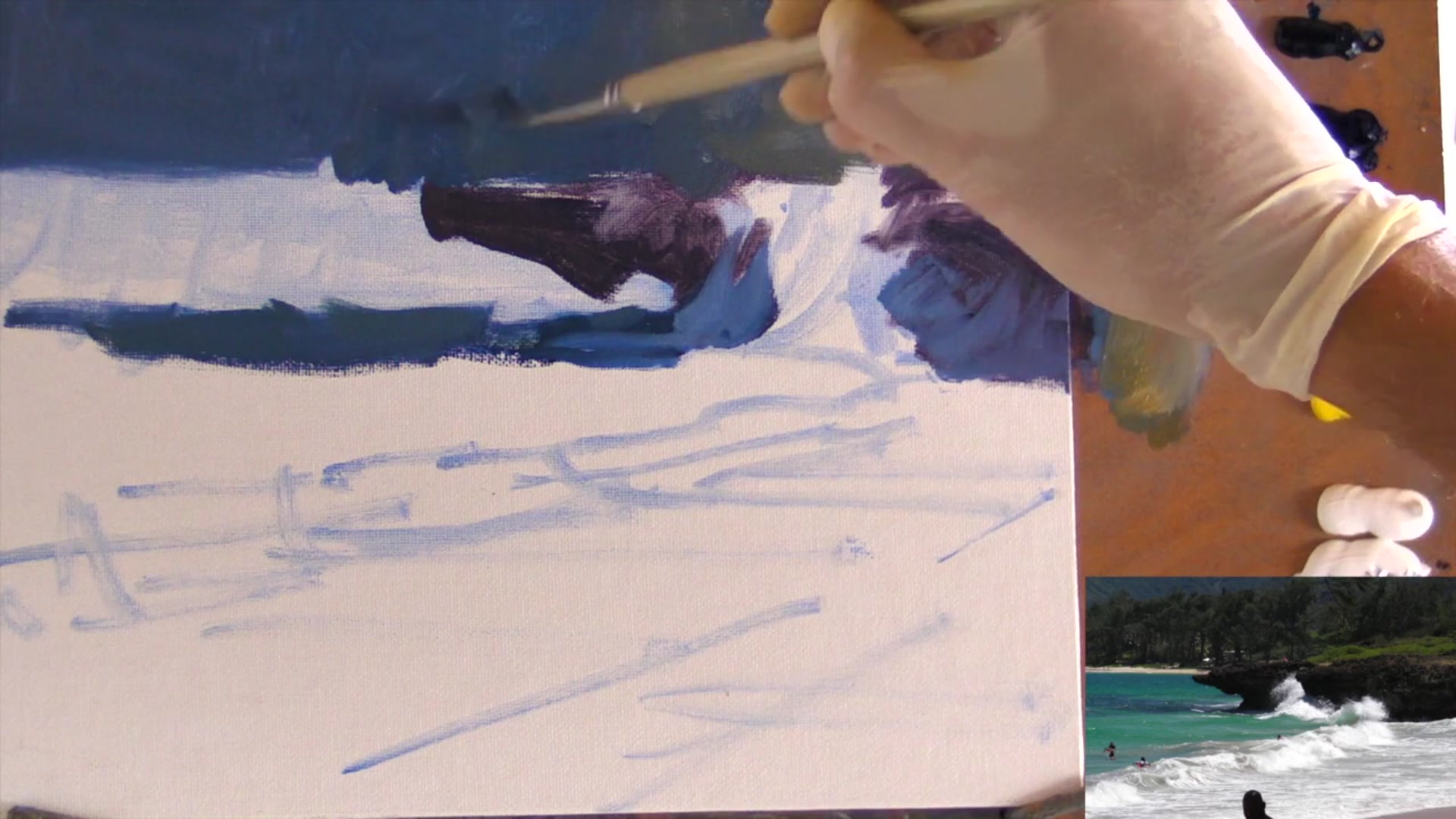 Step 8 — Detailing with brushwork (video frame from the lesson)