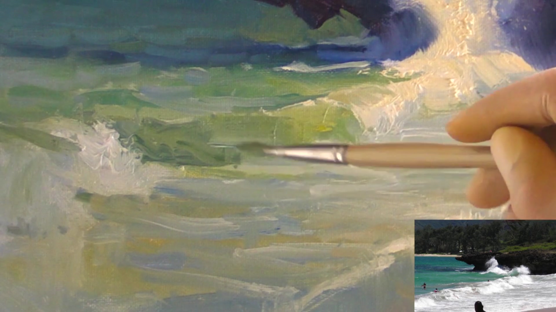 Step 21 — Adjusting foam lines (video frame from the lesson)