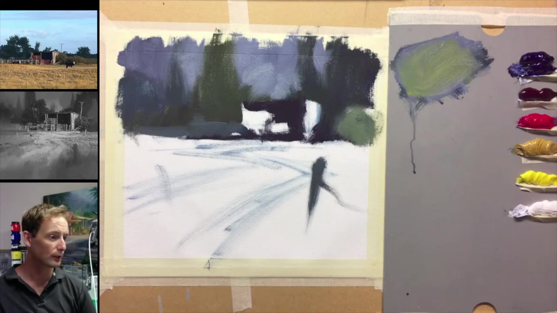 Step 16 — Paint Brands and Foreground Colors (video frame from the lesson)