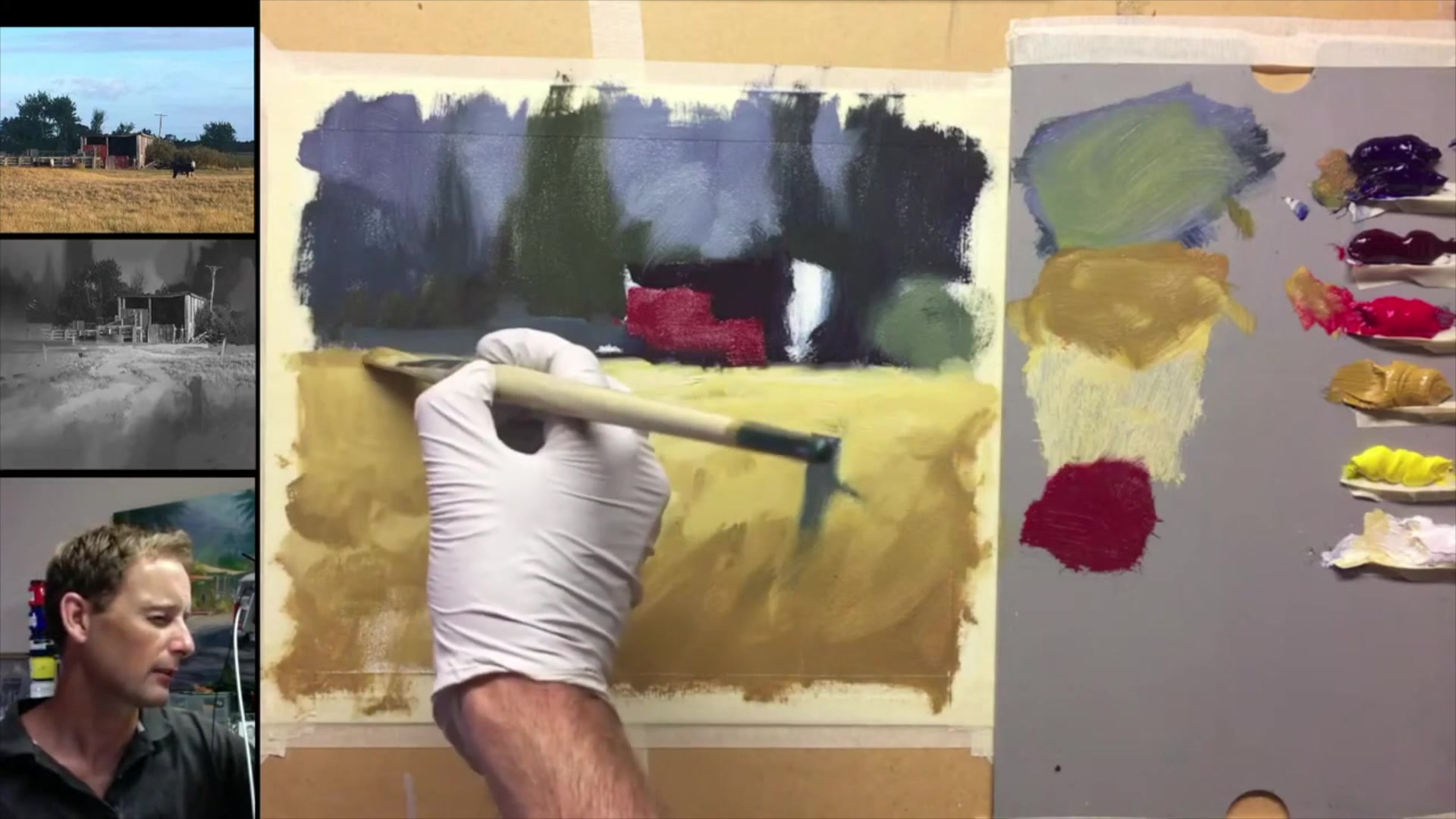 Step 30 — Foreground Depth and Brush Strokes (video frame from the lesson)