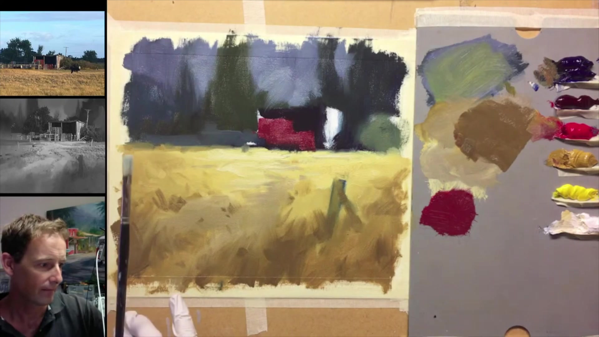 Step 36 — Mixing Warm Grays (video frame from the lesson)