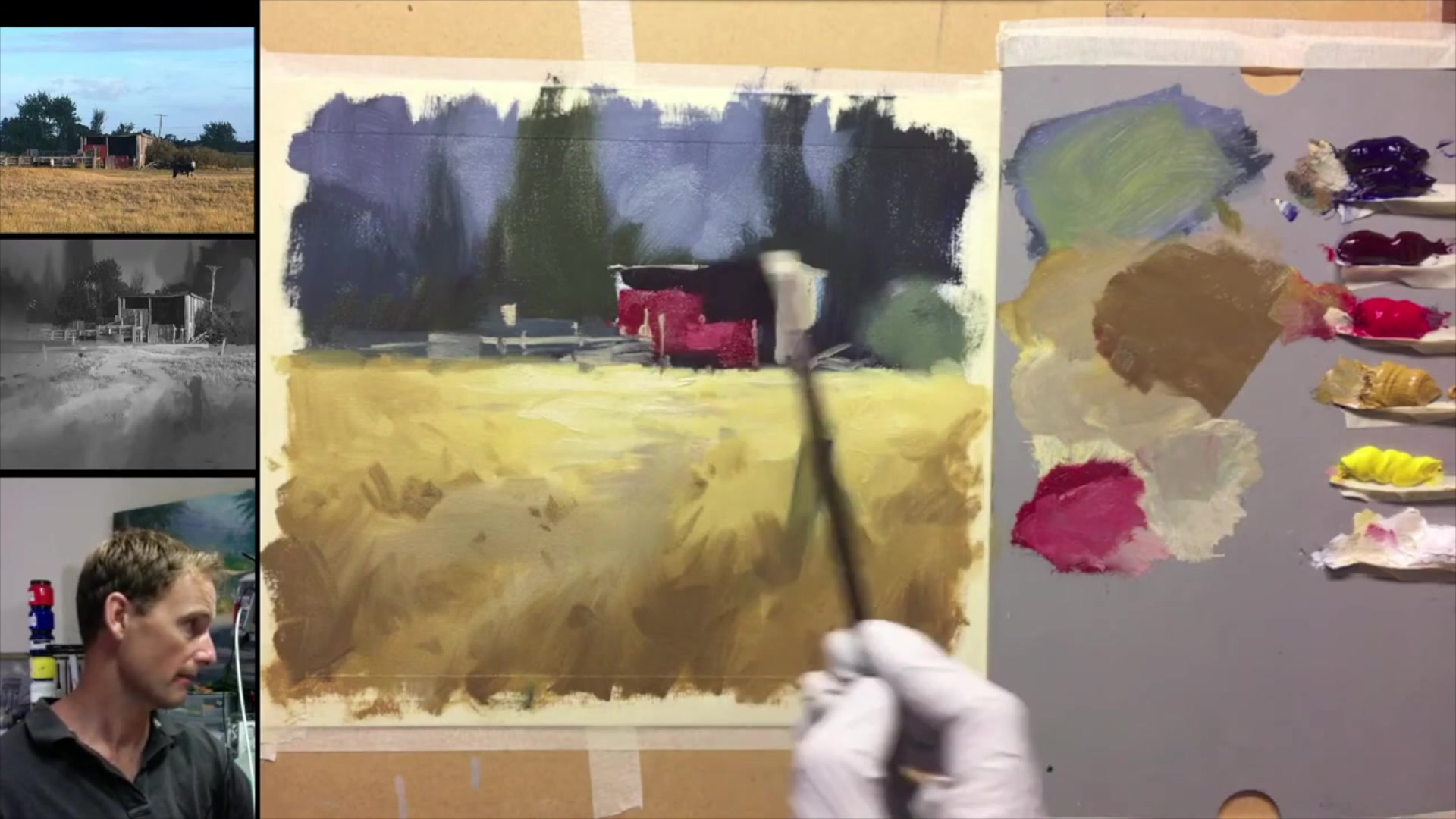 Step 41 — Paint Usage and Medium (video frame from the lesson)