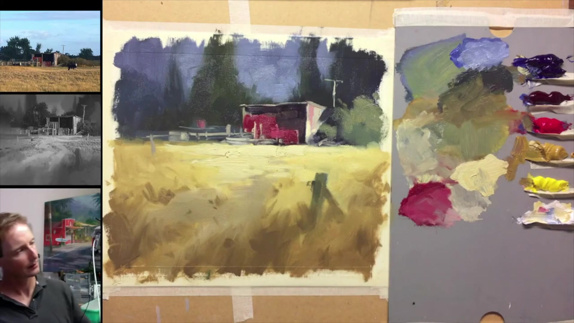 Step 49 — Foreground Details and Color Vibration (video frame from the lesson)