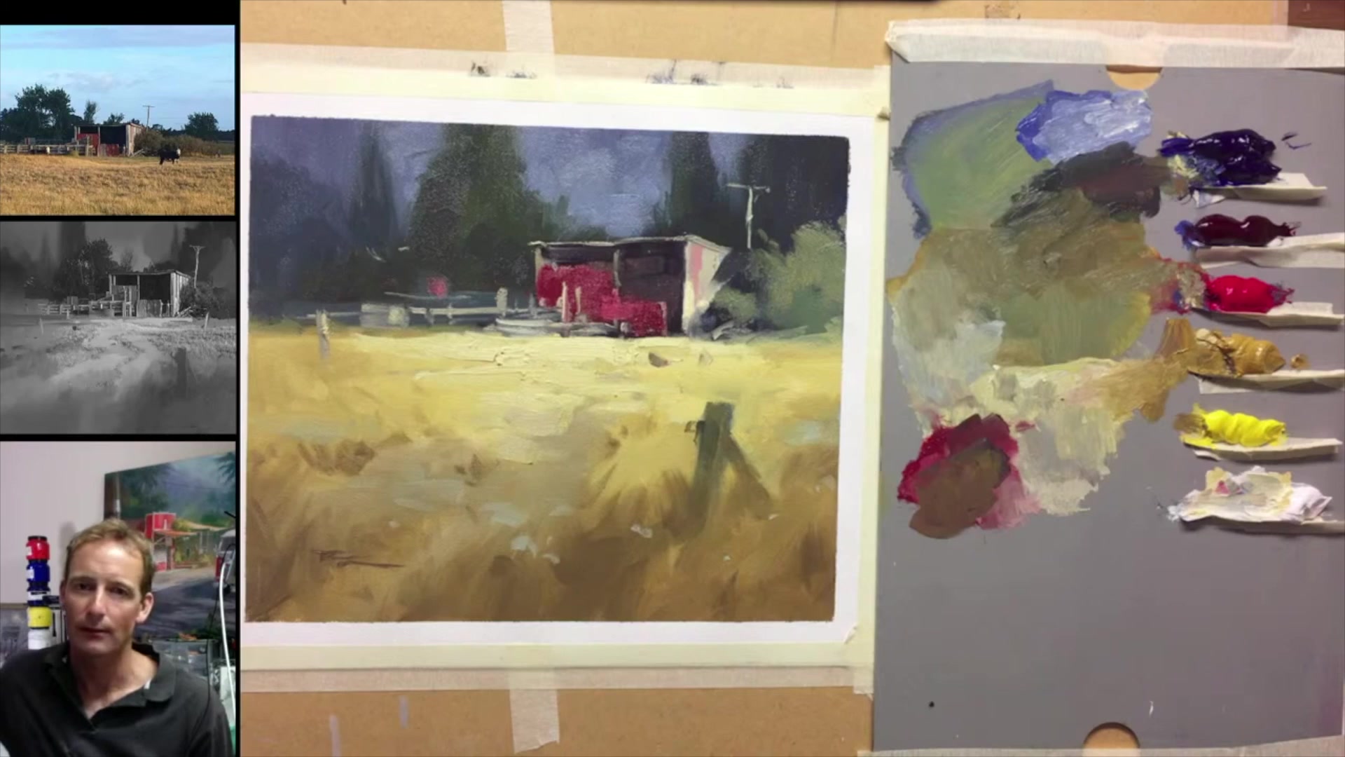 Step 52 — Canvas Priming and Preparation (video frame from the lesson)