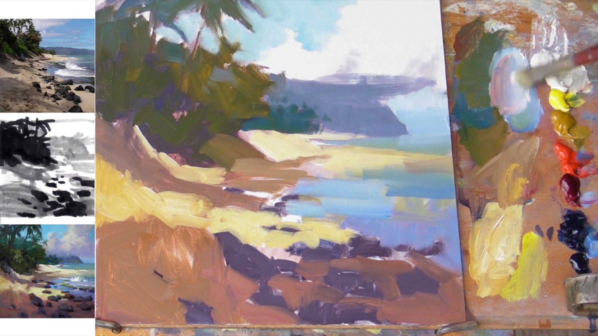 Step 10 — Avoiding muddy colors (video frame from the lesson)