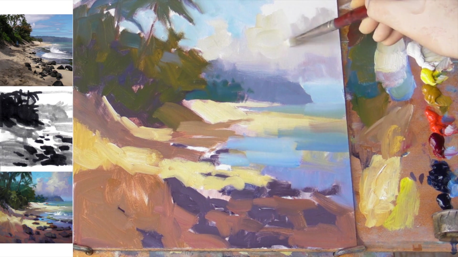 Step 12 — Softening edges (video frame from the lesson)