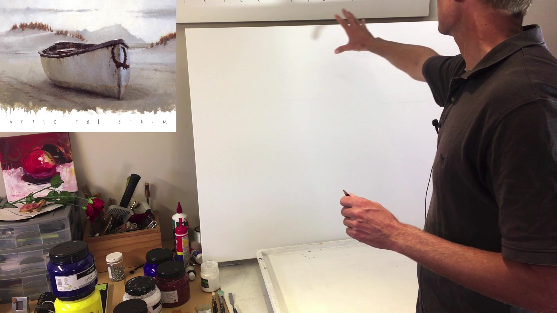 Step 7 — Acrylic painting techniques (video frame from the lesson)