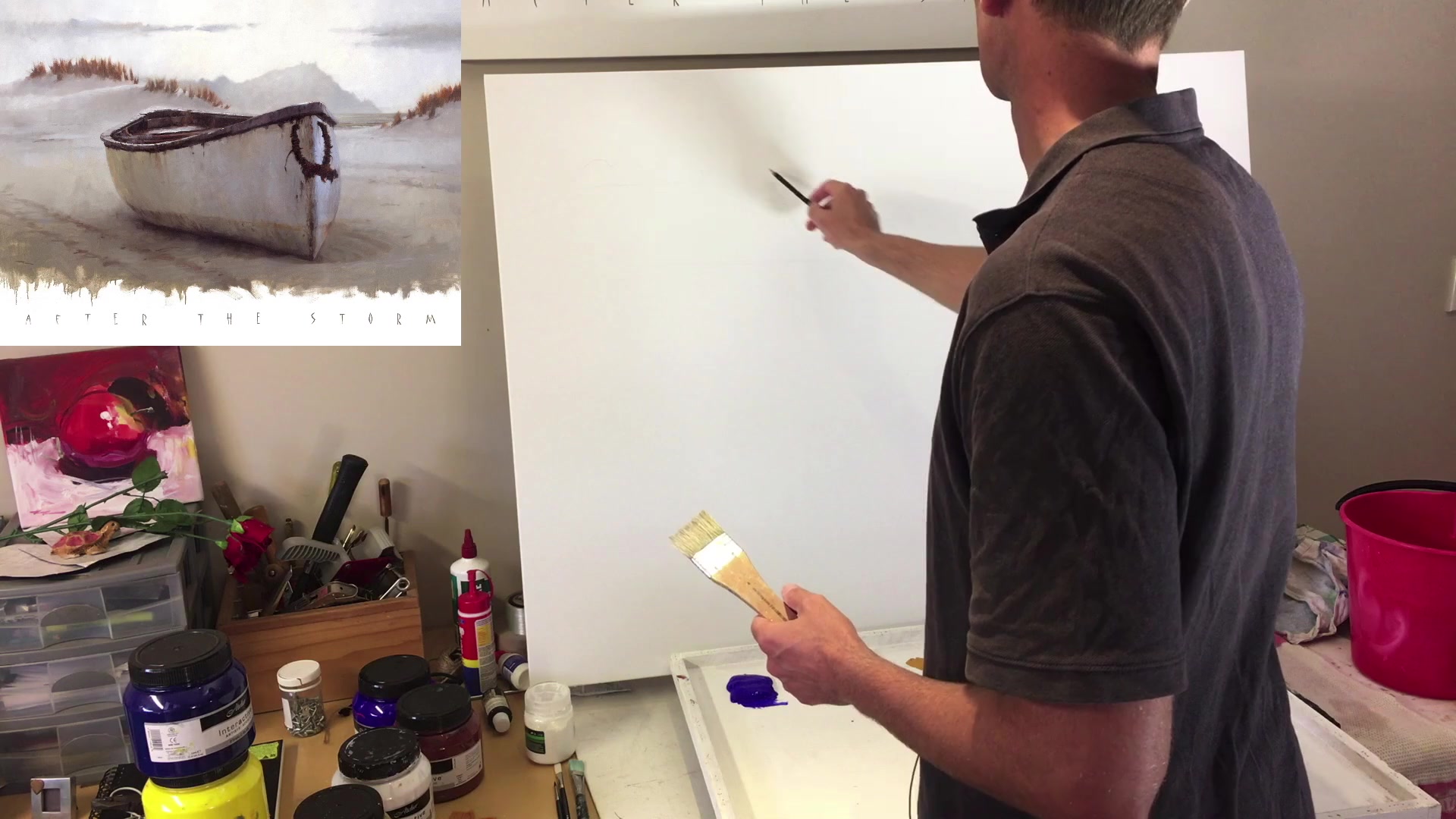 Step 9 — Mountain drawing and personal story (video frame from the lesson)
