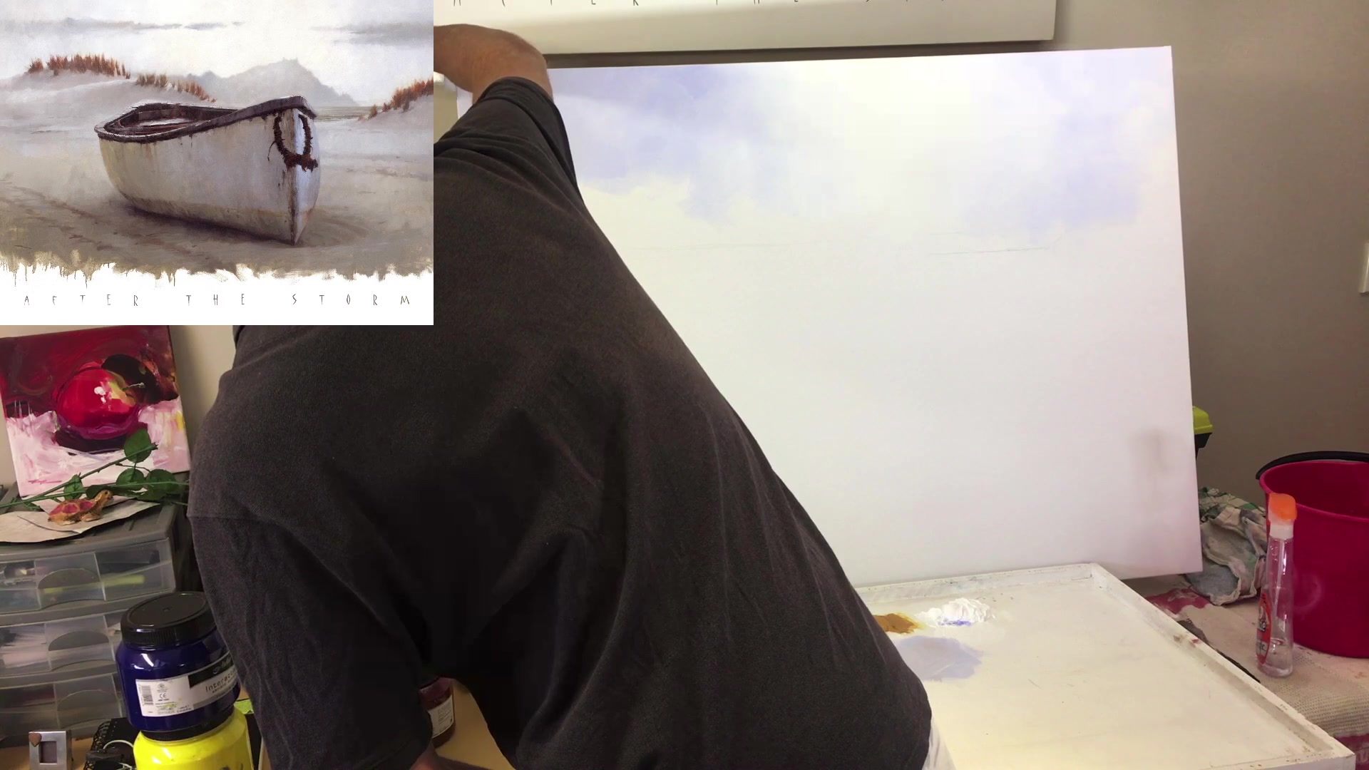 Step 13 — Clouds and color theory (video frame from the lesson)