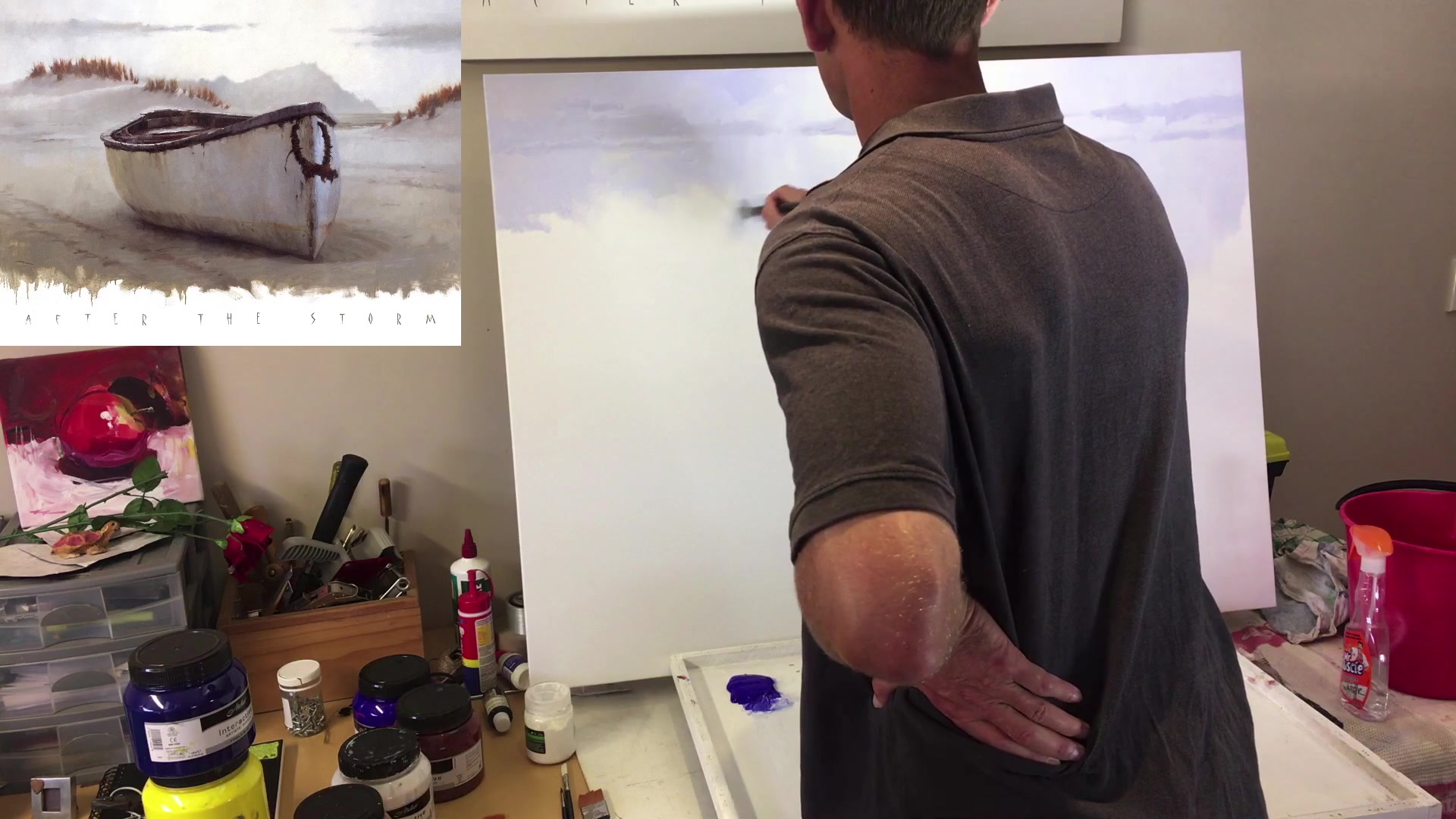 Step 17 — Mountain light and contrast (video frame from the lesson)
