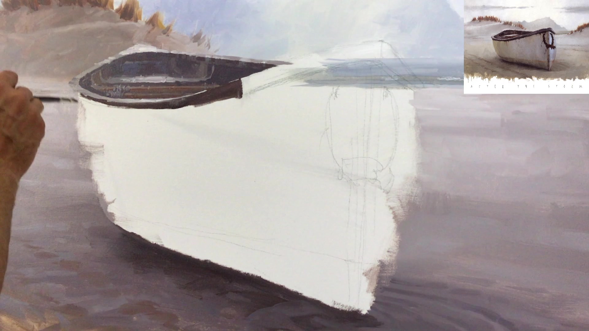 Step 33 — Final touches and depth creation (video frame from the lesson)