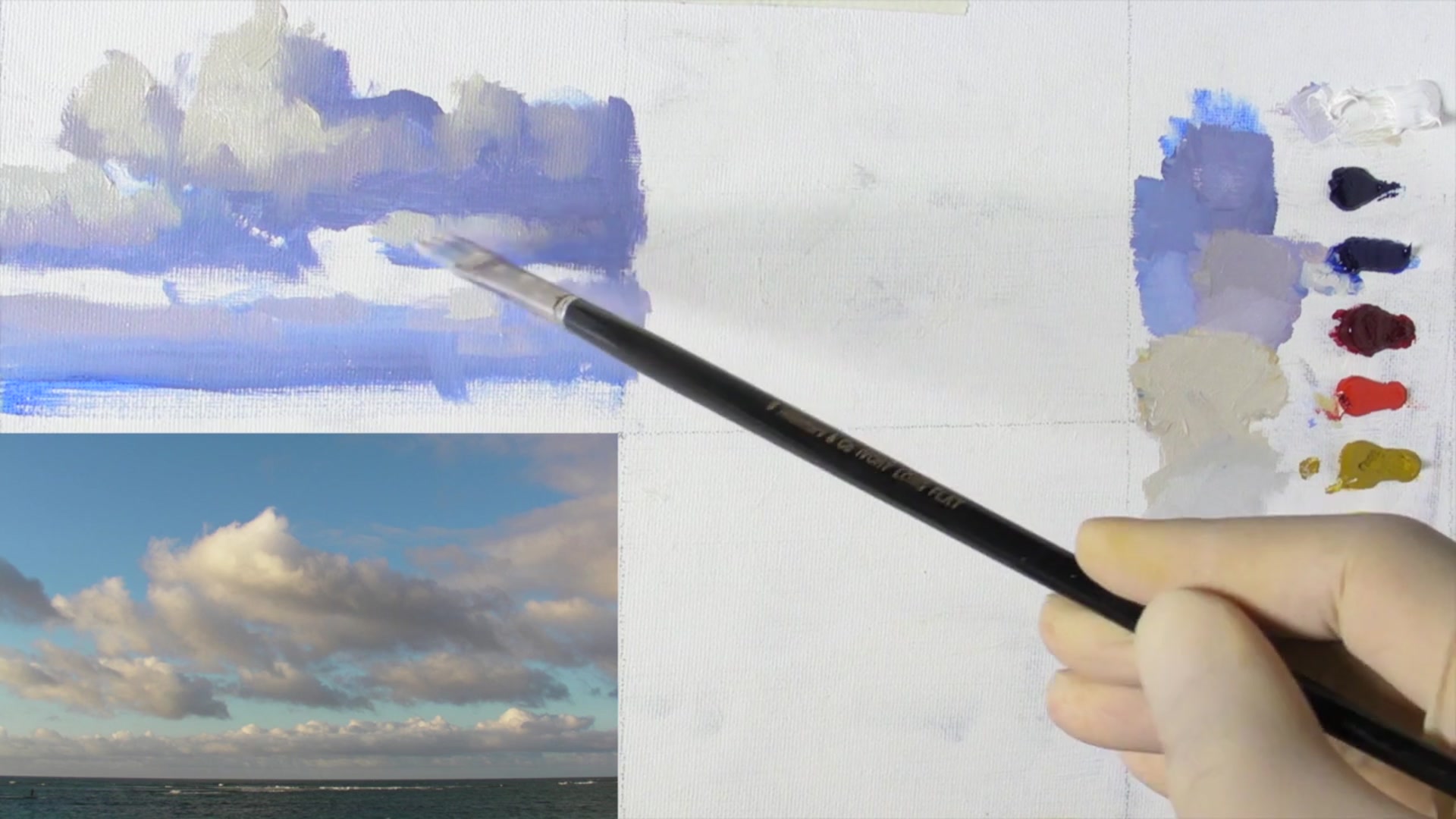 Step 6 — Atmospheric Perspective in Clouds (video frame from the lesson)