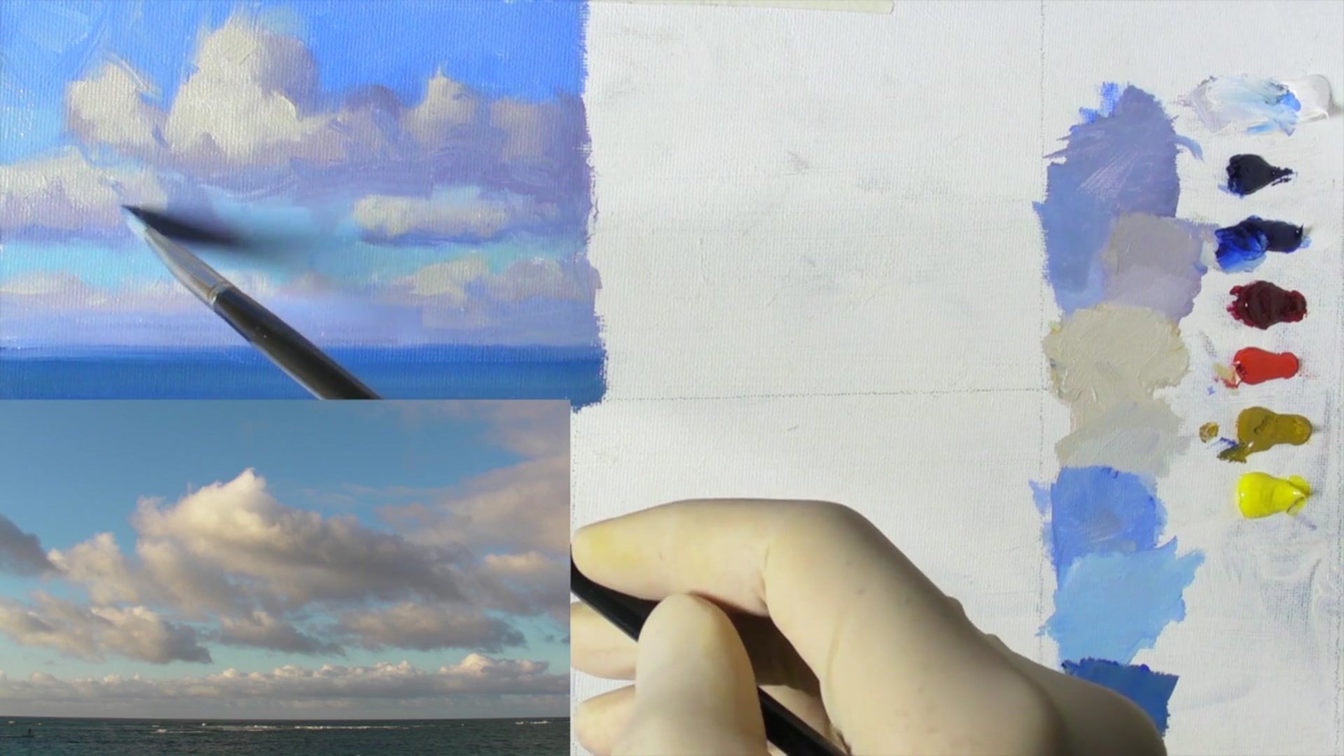 Step 8 — Painting Cloud Shadows and Light (video frame from the lesson)