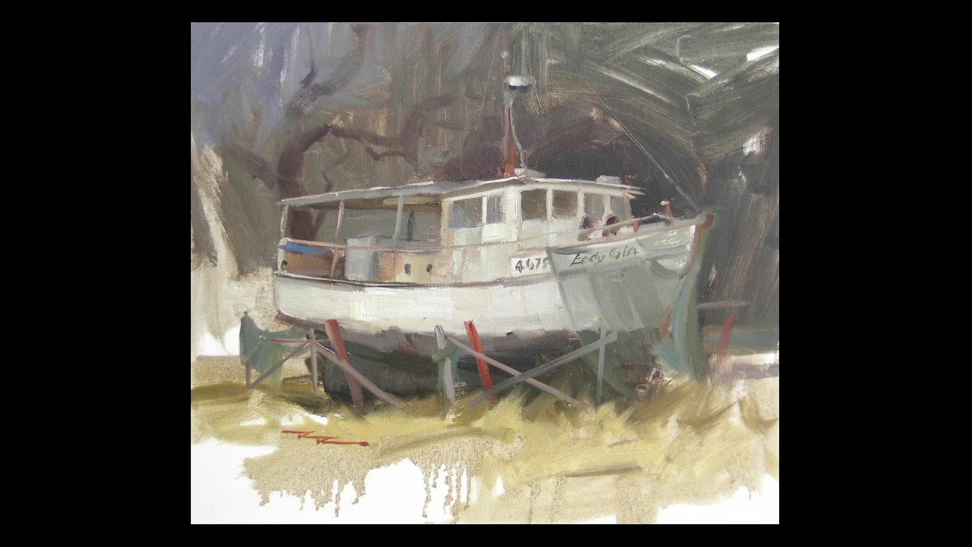 Step 1 — Initial painting of Lady Isla (video frame from the lesson)