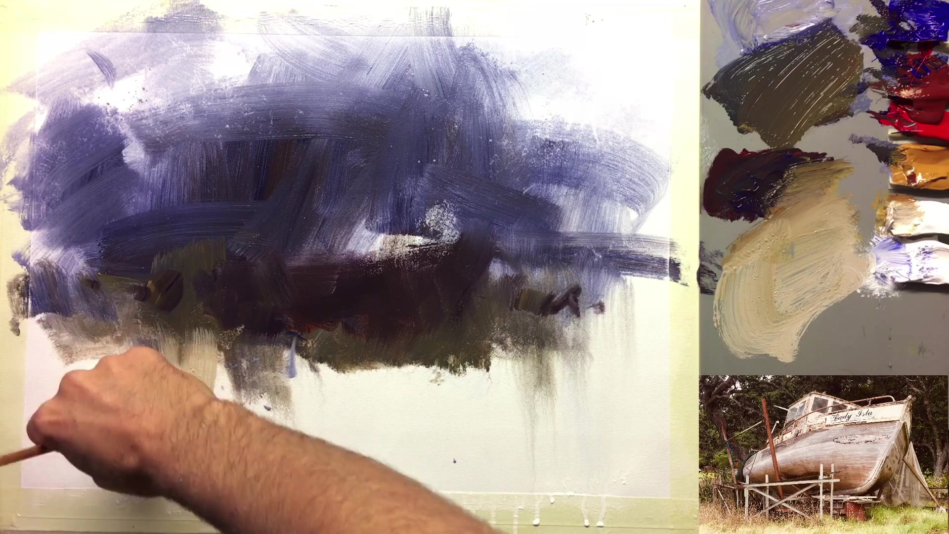 Step 8 — Detailing the grass and flowers (video frame from the lesson)