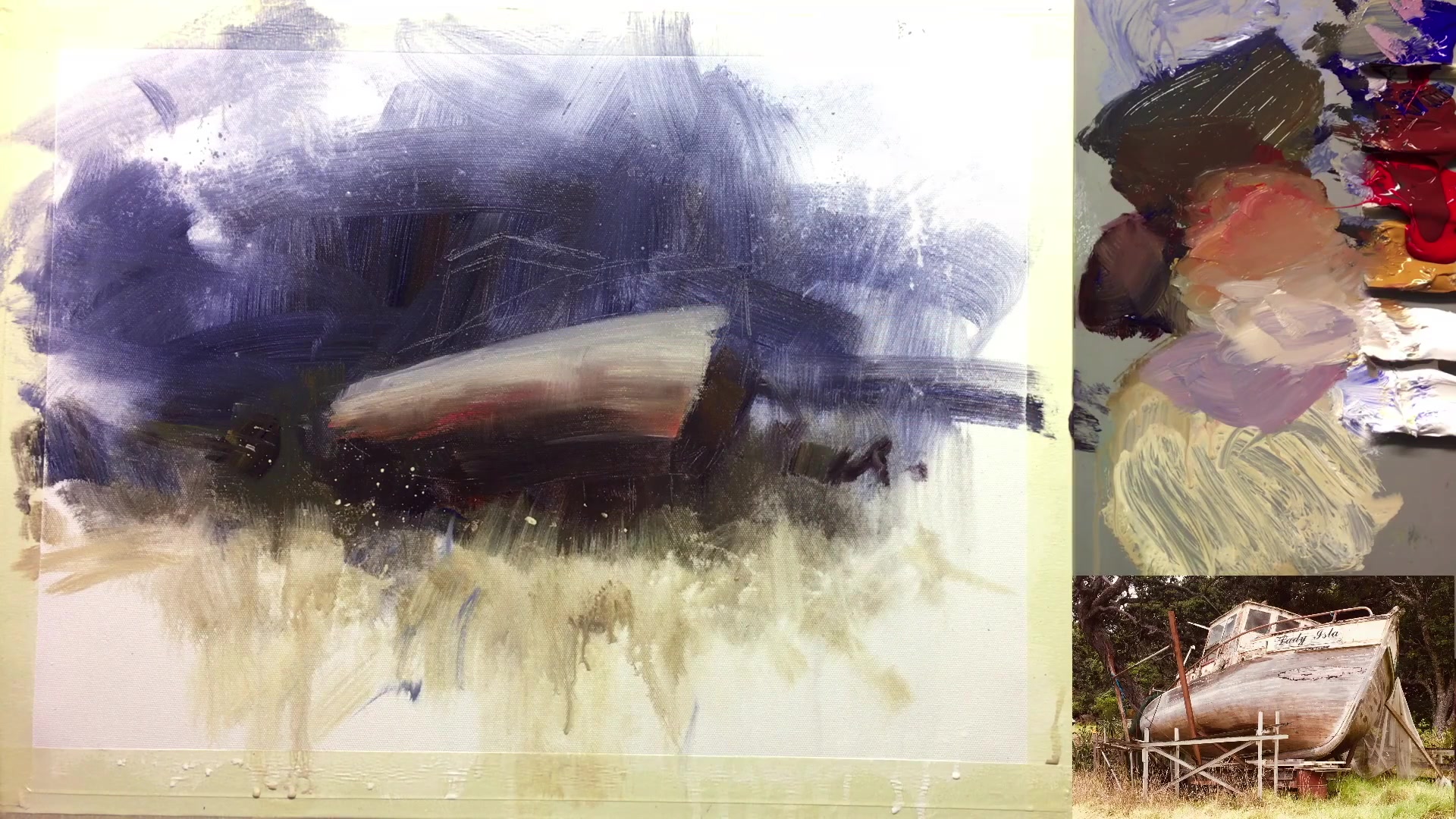 Step 14 — Detailing the boat's shape (video frame from the lesson)
