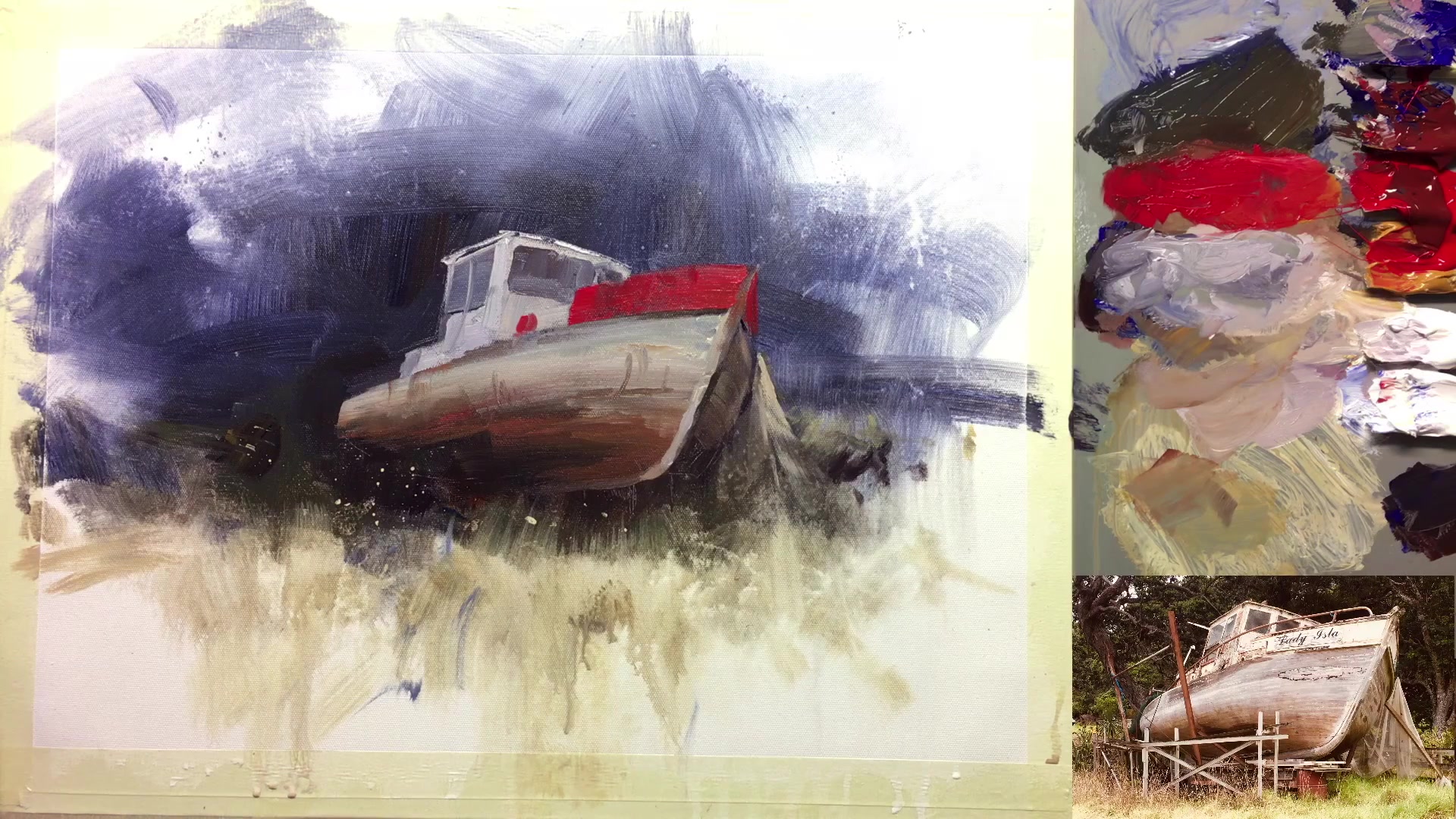 Step 17 — Adjusting boat's back shape (video frame from the lesson)