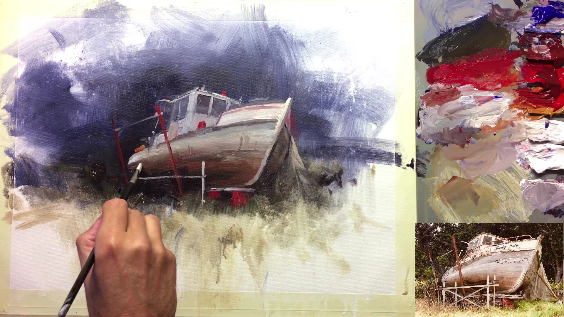 Step 22 — Enhancing light and form (video frame from the lesson)