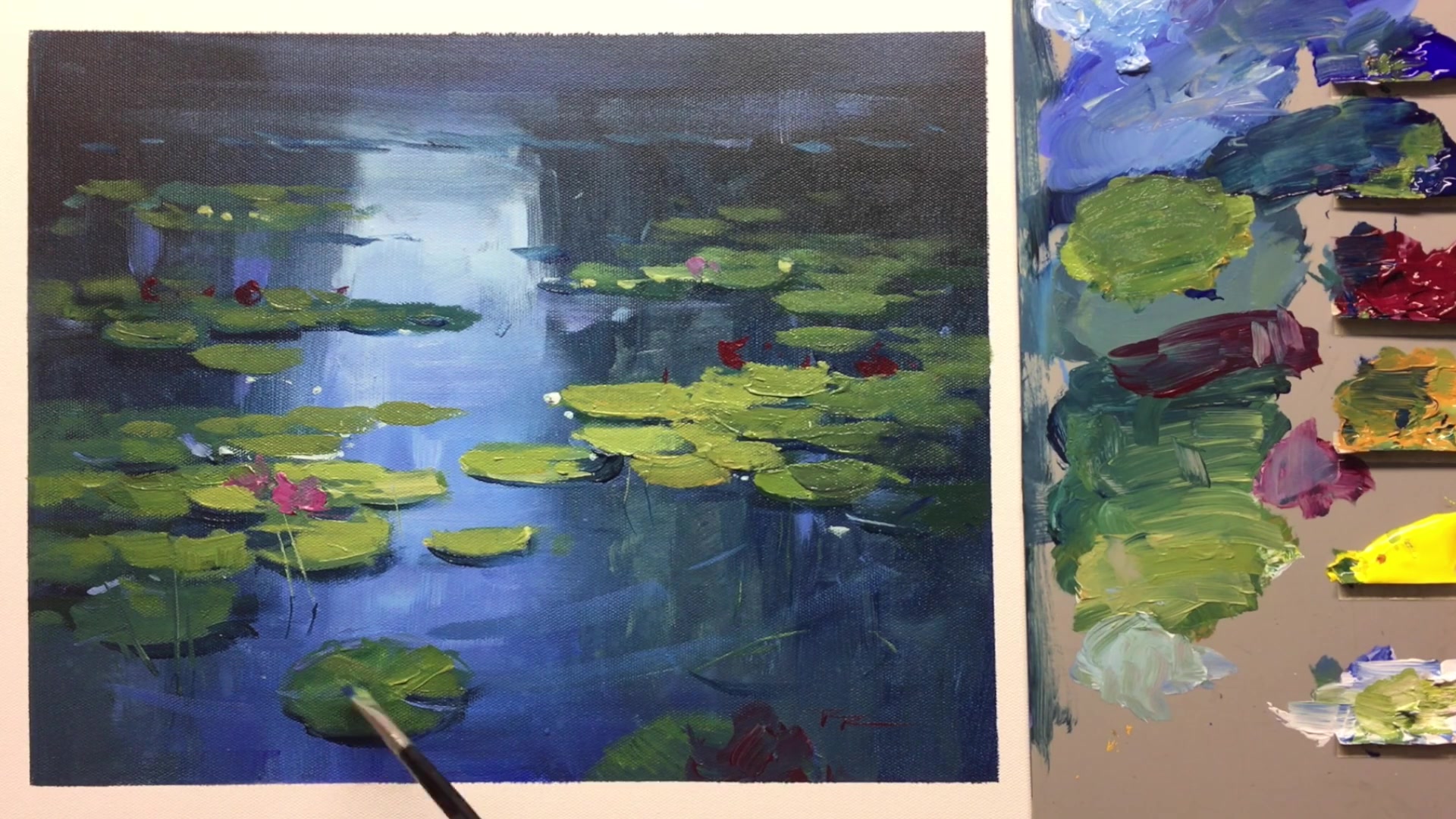 Step 10 — Adjusting for Acrylic Drying (video frame from the lesson)