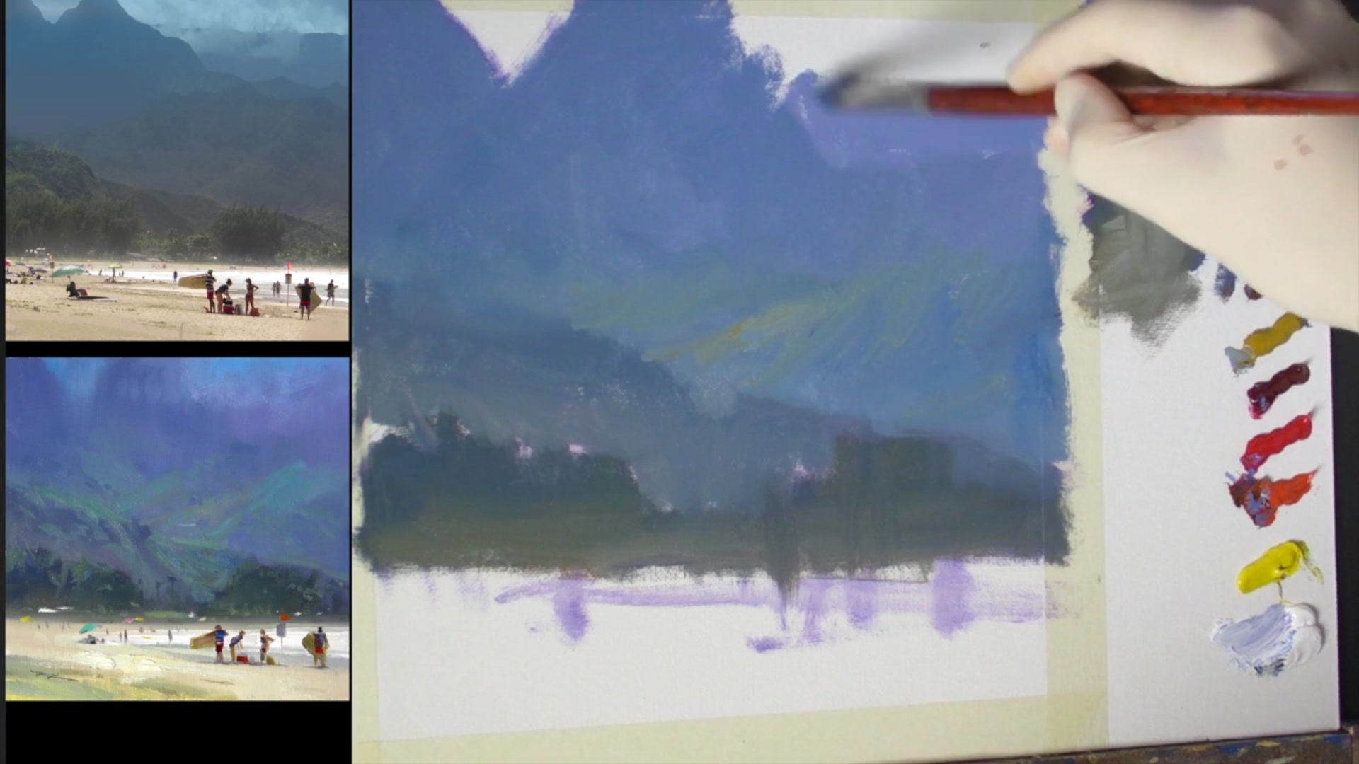 Step 8 — Color Relationships and Atmospheric Perspective (video frame from the lesson)