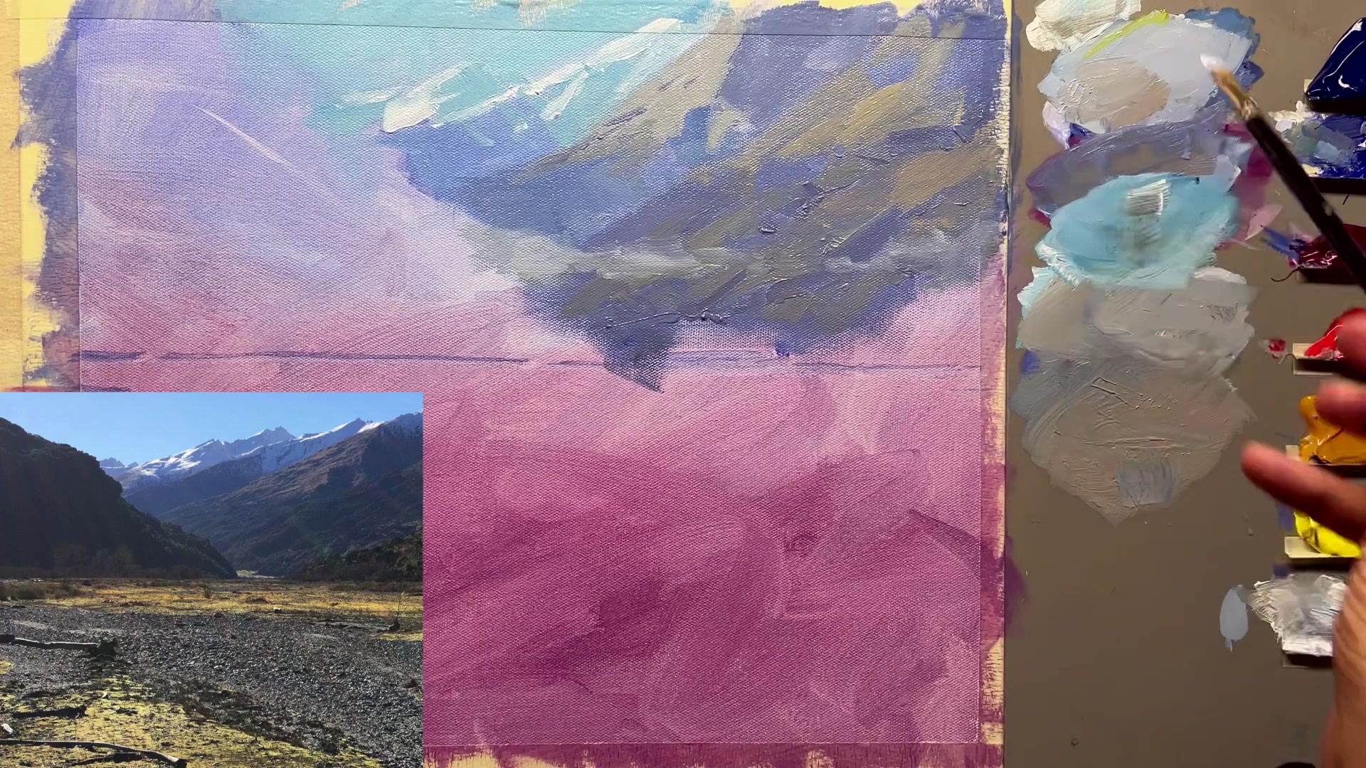 Step 18 — Adding snow details (video frame from the lesson)