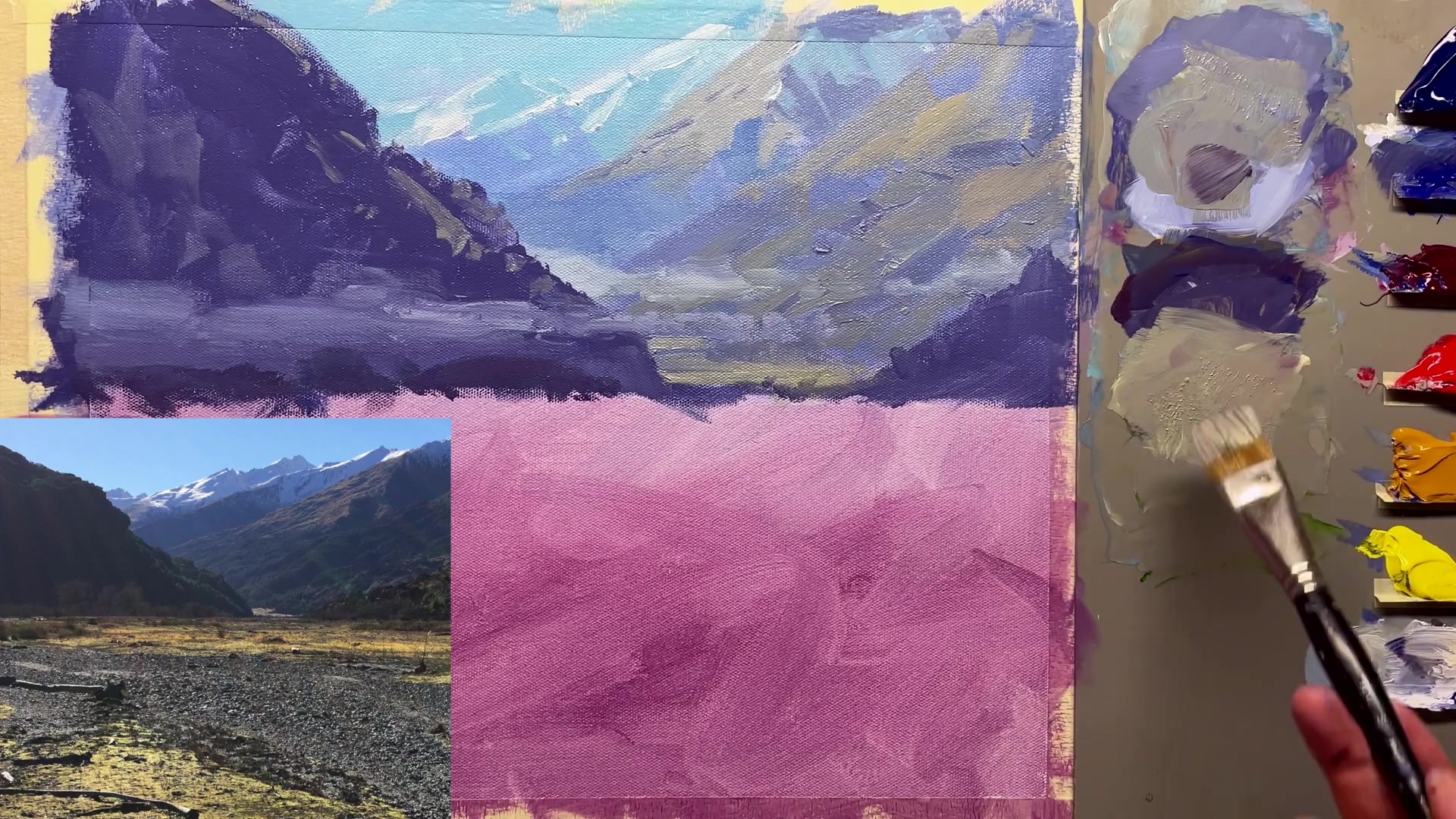 Step 28 — Creating texture with brush (video frame from the lesson)