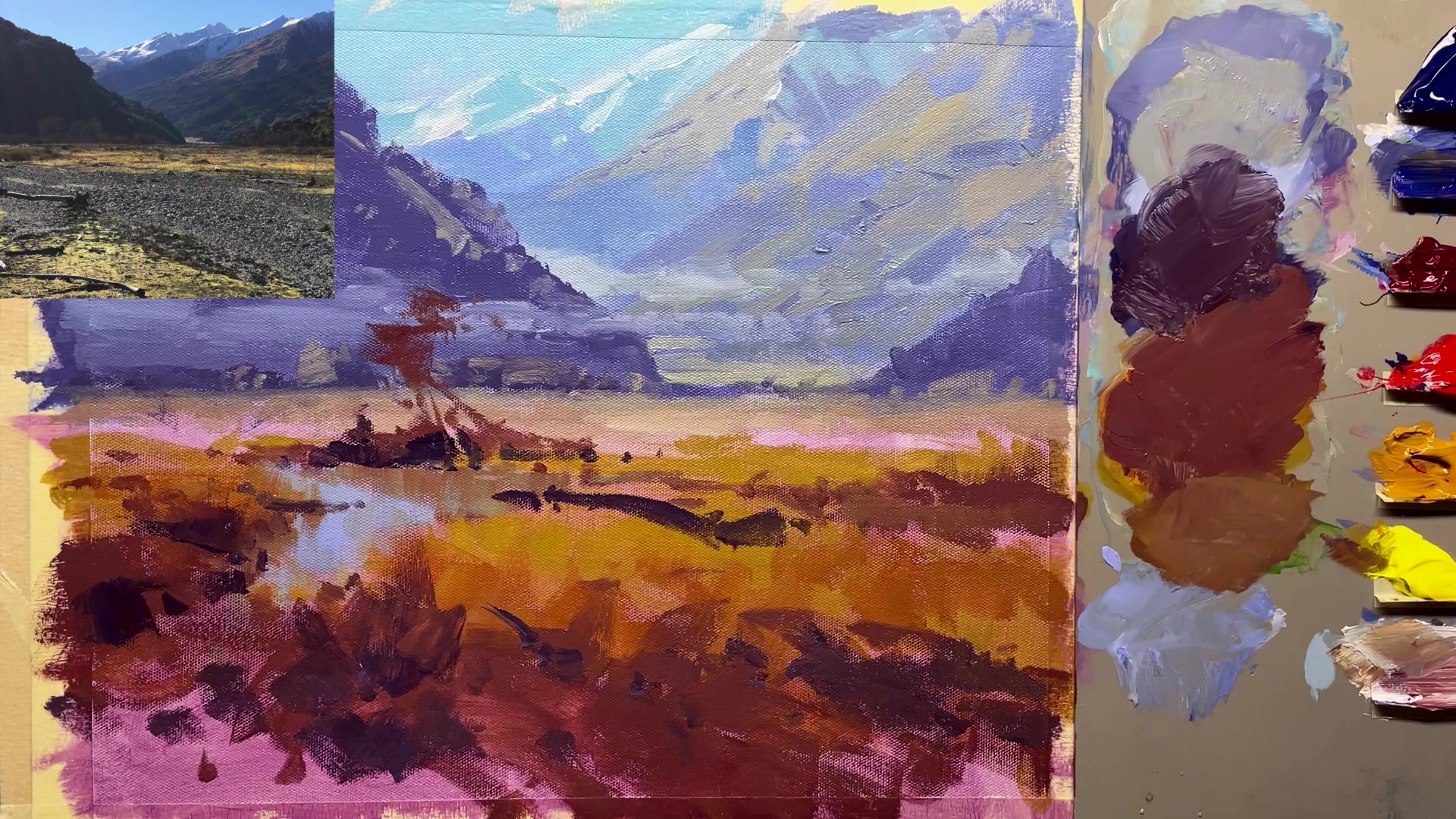 Step 41 — Using lots of paint (video frame from the lesson)