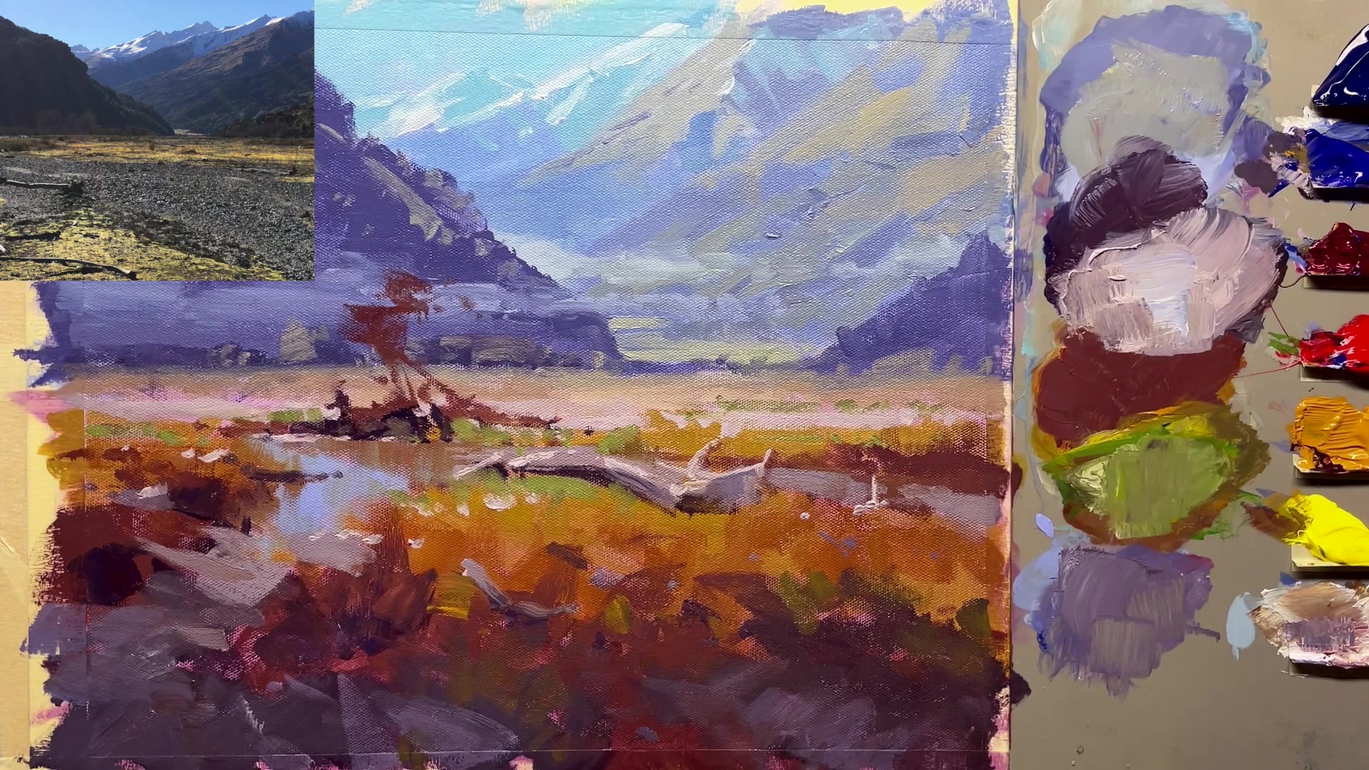 Step 49 — Adding water details (video frame from the lesson)