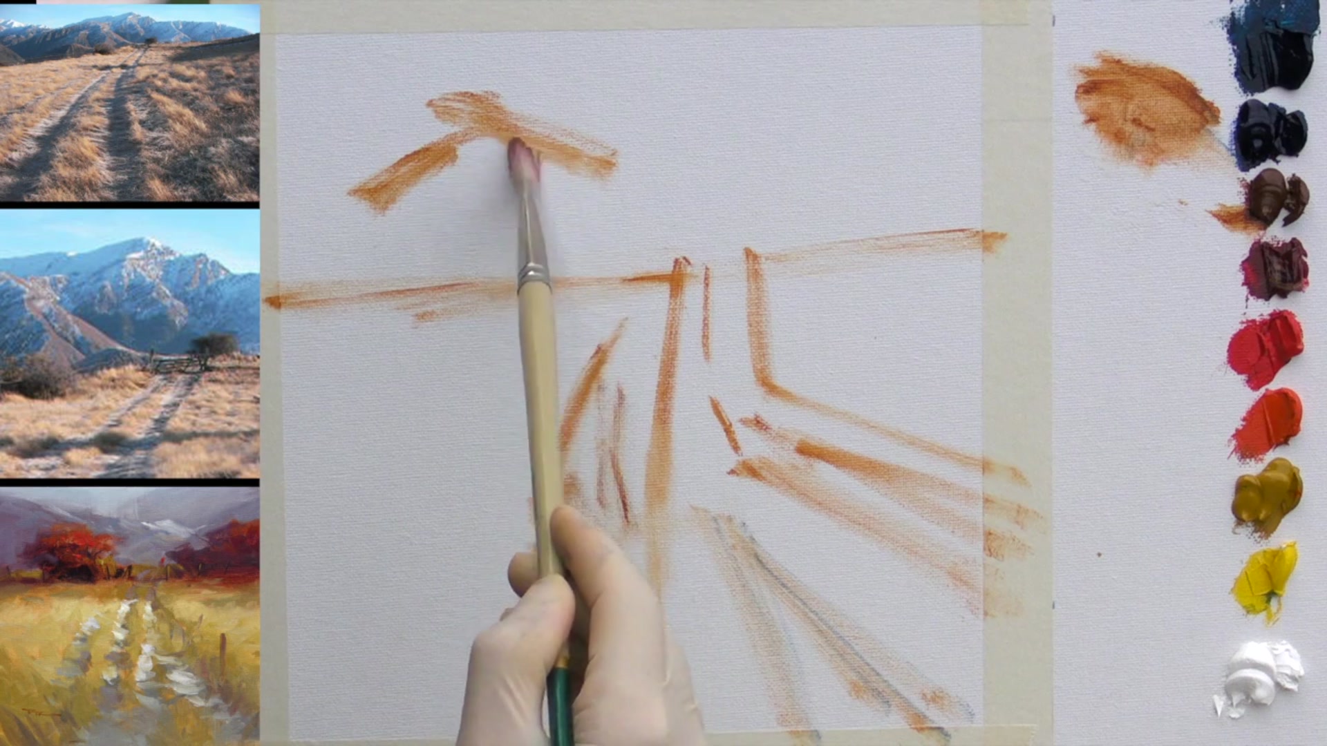 Step 4 — Asymmetrical Balance with Bushes (video frame from the lesson)