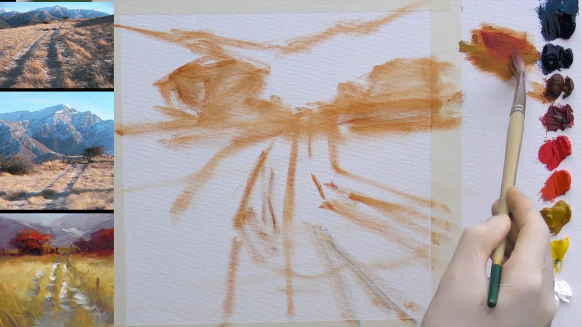 Step 7 — Laying Down Darkest Darks (video frame from the lesson)