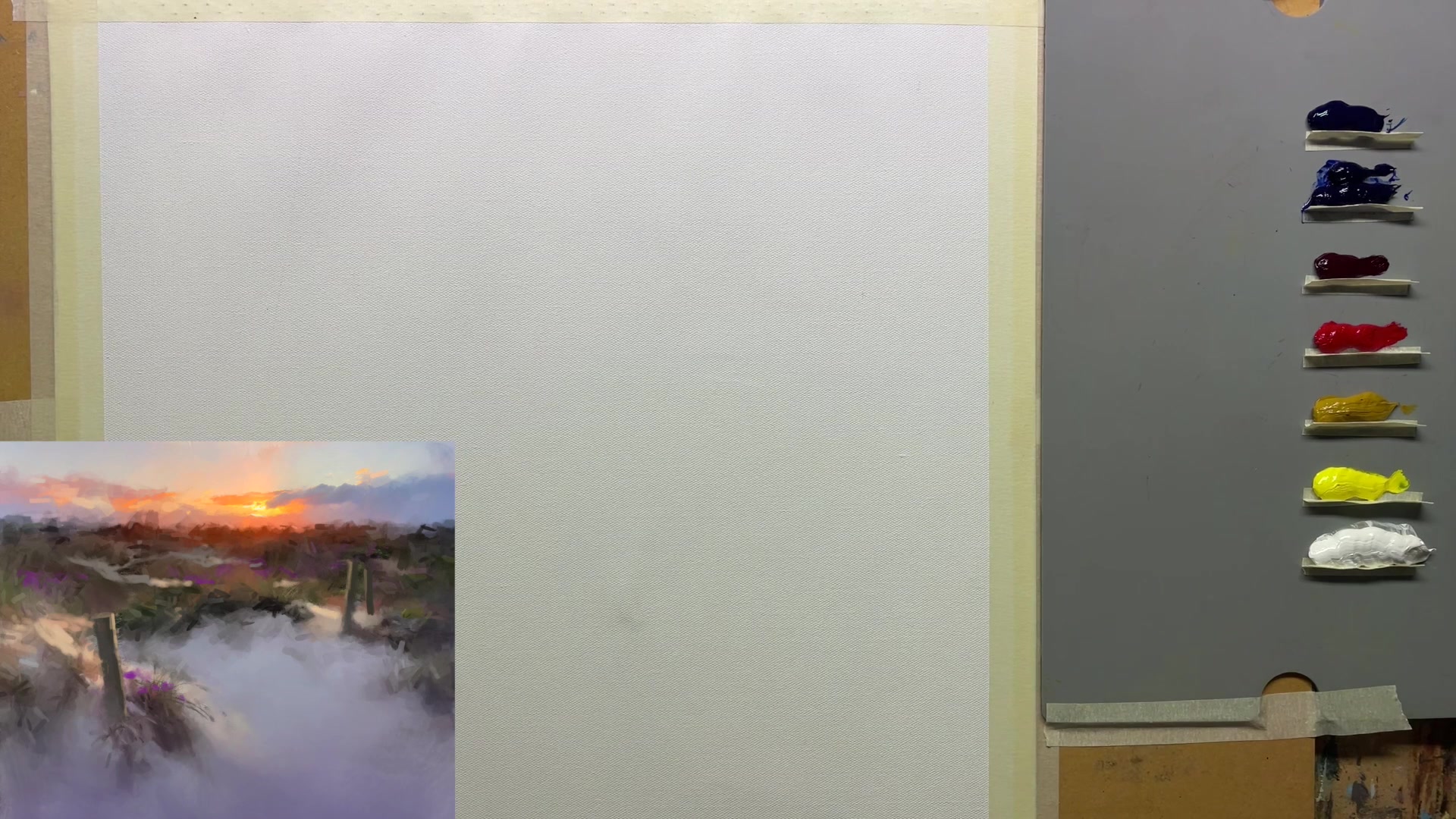 Step 3 — Painting the Sunset Glow (video frame from the lesson)