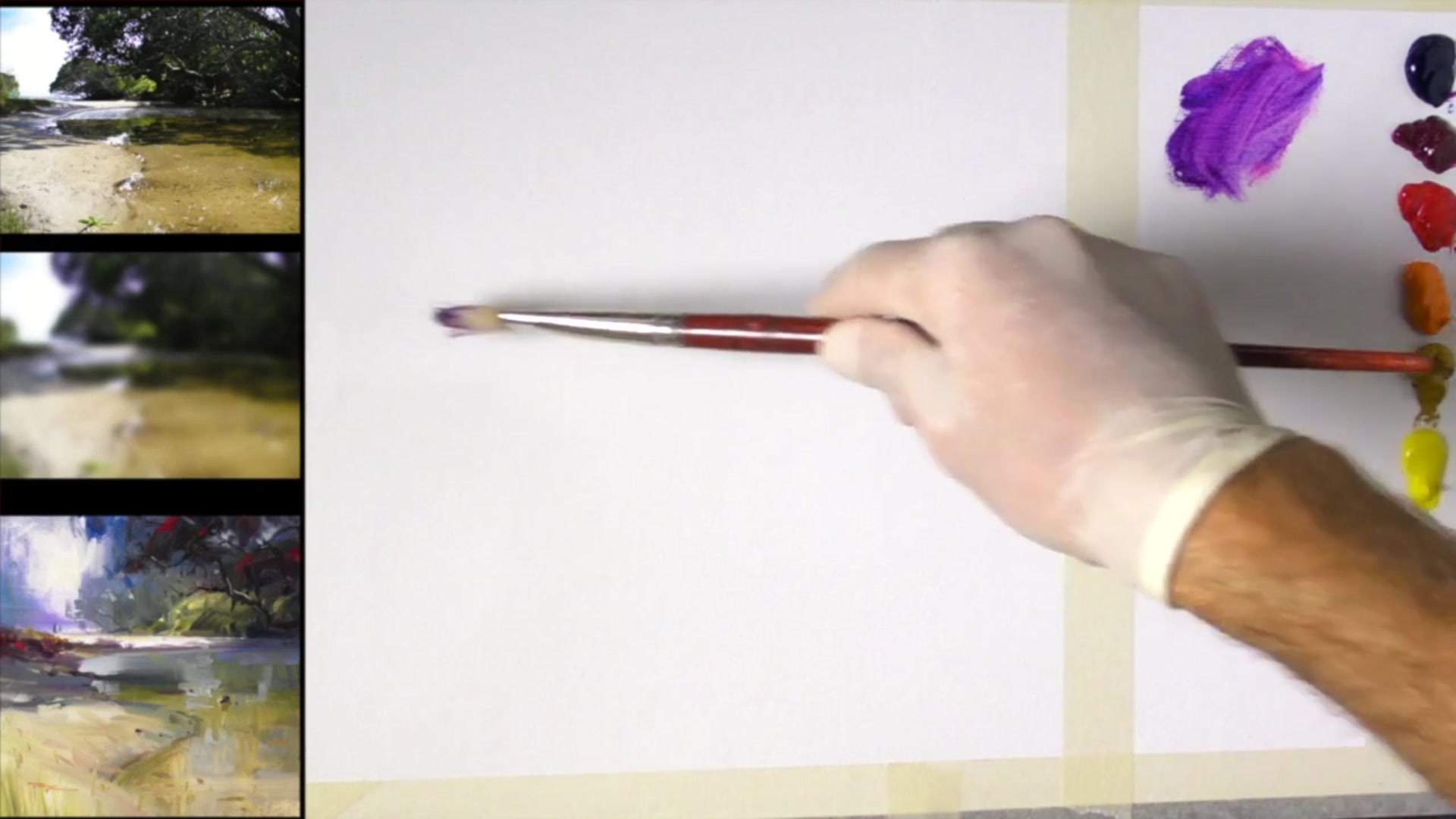 Step 4 — Initial Drawing and Composition (video frame from the lesson)