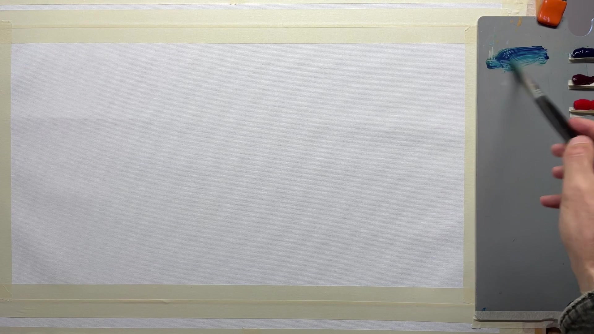 Step 1 — Sketching the Composition (video frame from the lesson)