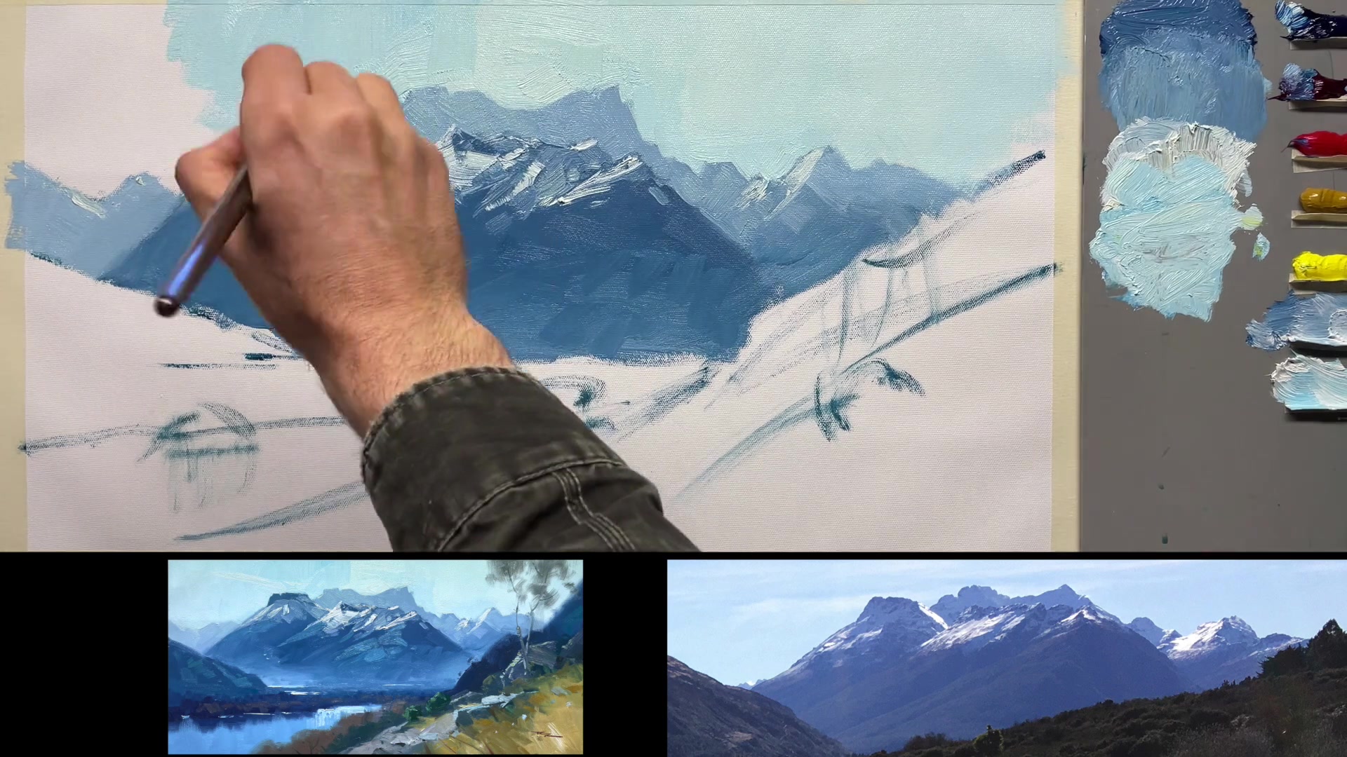 Step 6 — Adding Mist and Mountain Edges (video frame from the lesson)