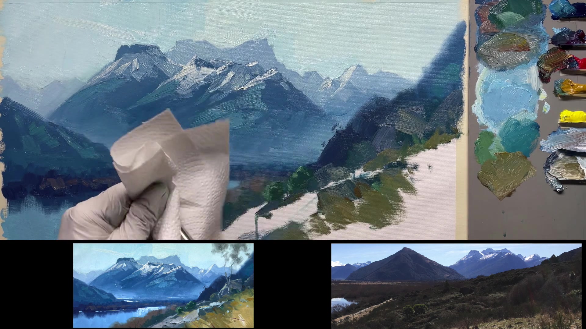 Step 13 — Final Touches on Rocks and Greenery (video frame from the lesson)