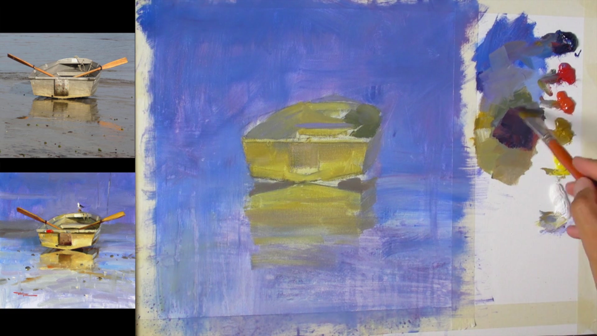 Step 4 — Mixing Darks and Reflections (video frame from the lesson)