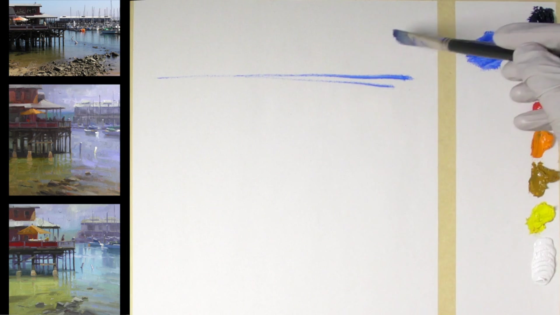 Step 3 — Sketching the Composition (video frame from the lesson)