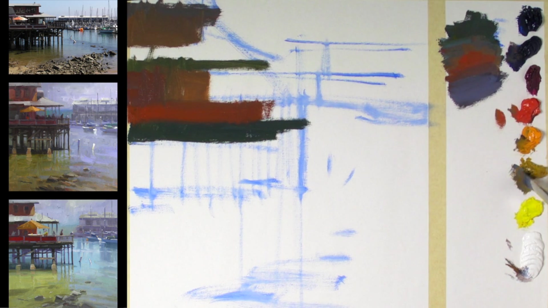 Step 9 — Working with Darks and Value Relationships (video frame from the lesson)