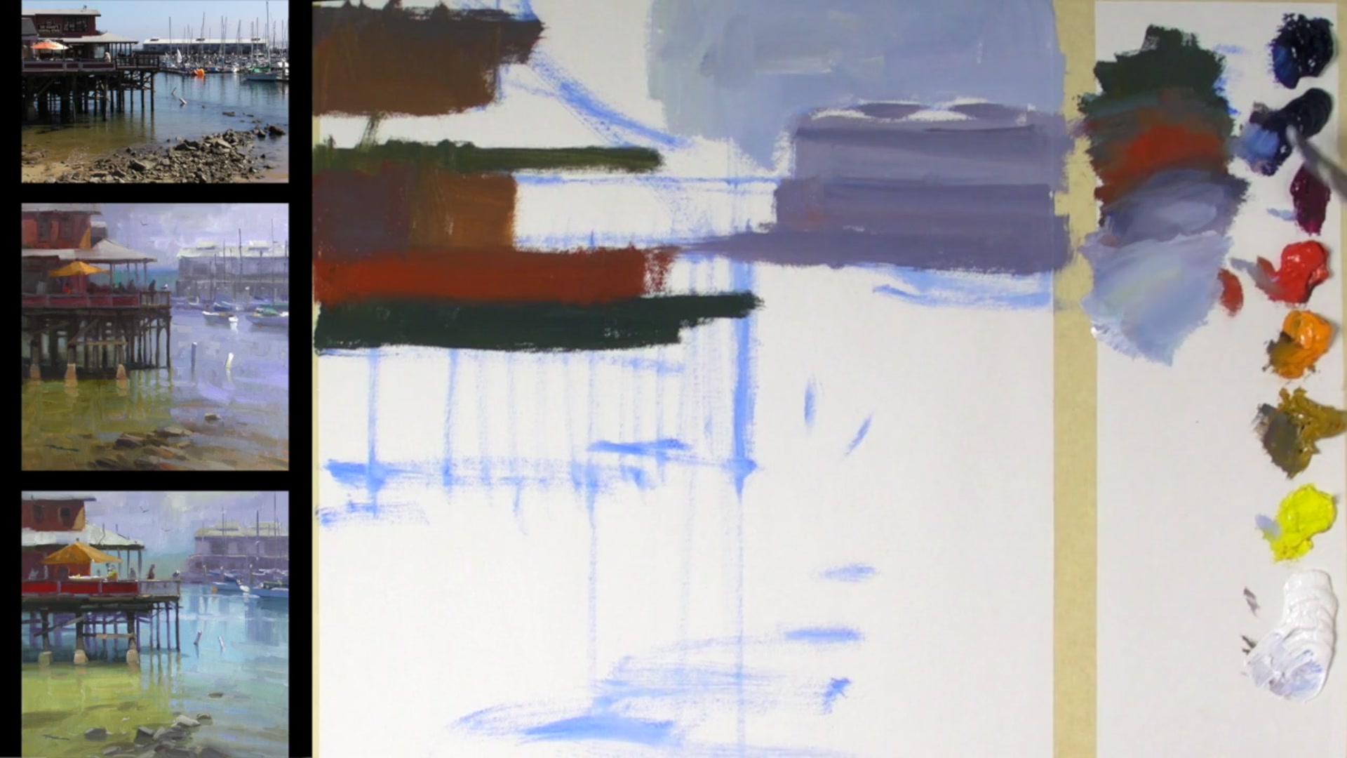 Step 12 — Sky and Water Color Relationships (video frame from the lesson)