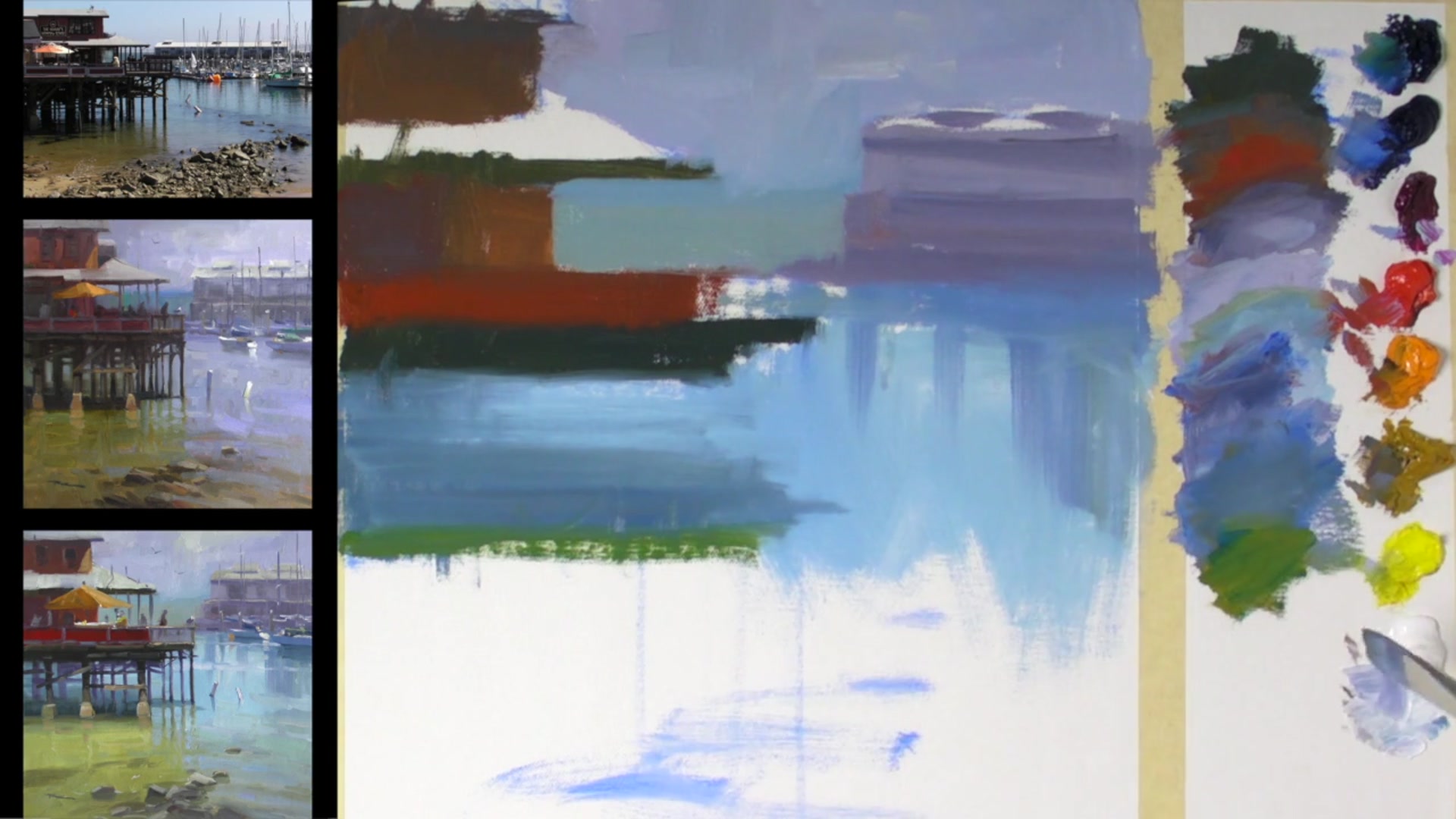 Step 16 — Transition Zones and Water Color (video frame from the lesson)