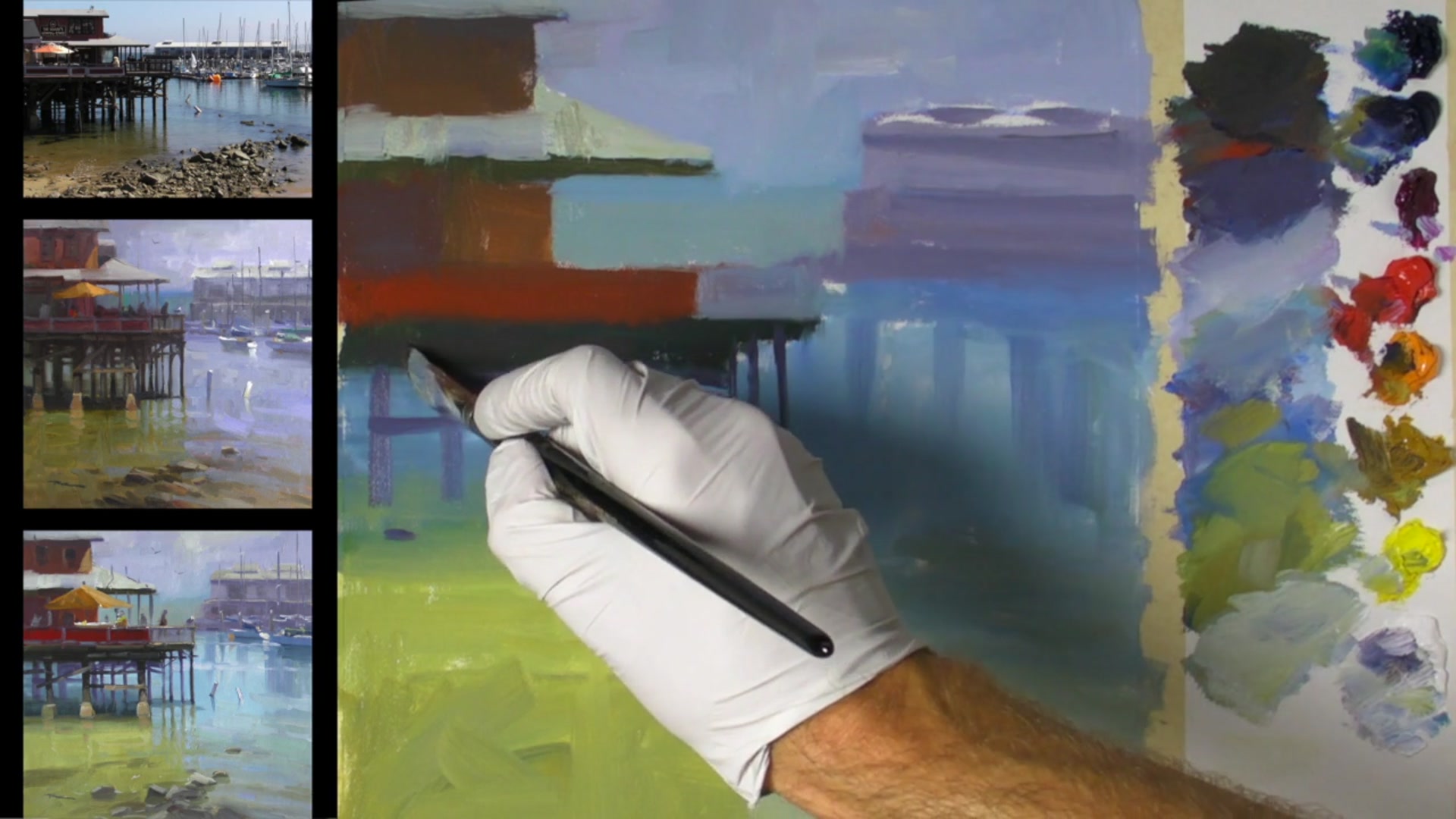 Step 20 — Painting Shadows and Avoiding Details (video frame from the lesson)