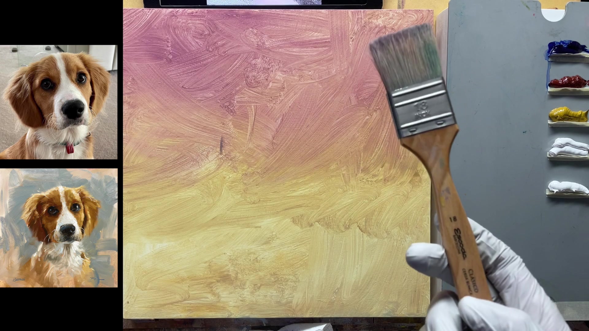 Step 3 — Laying in the Background (video frame from the lesson)